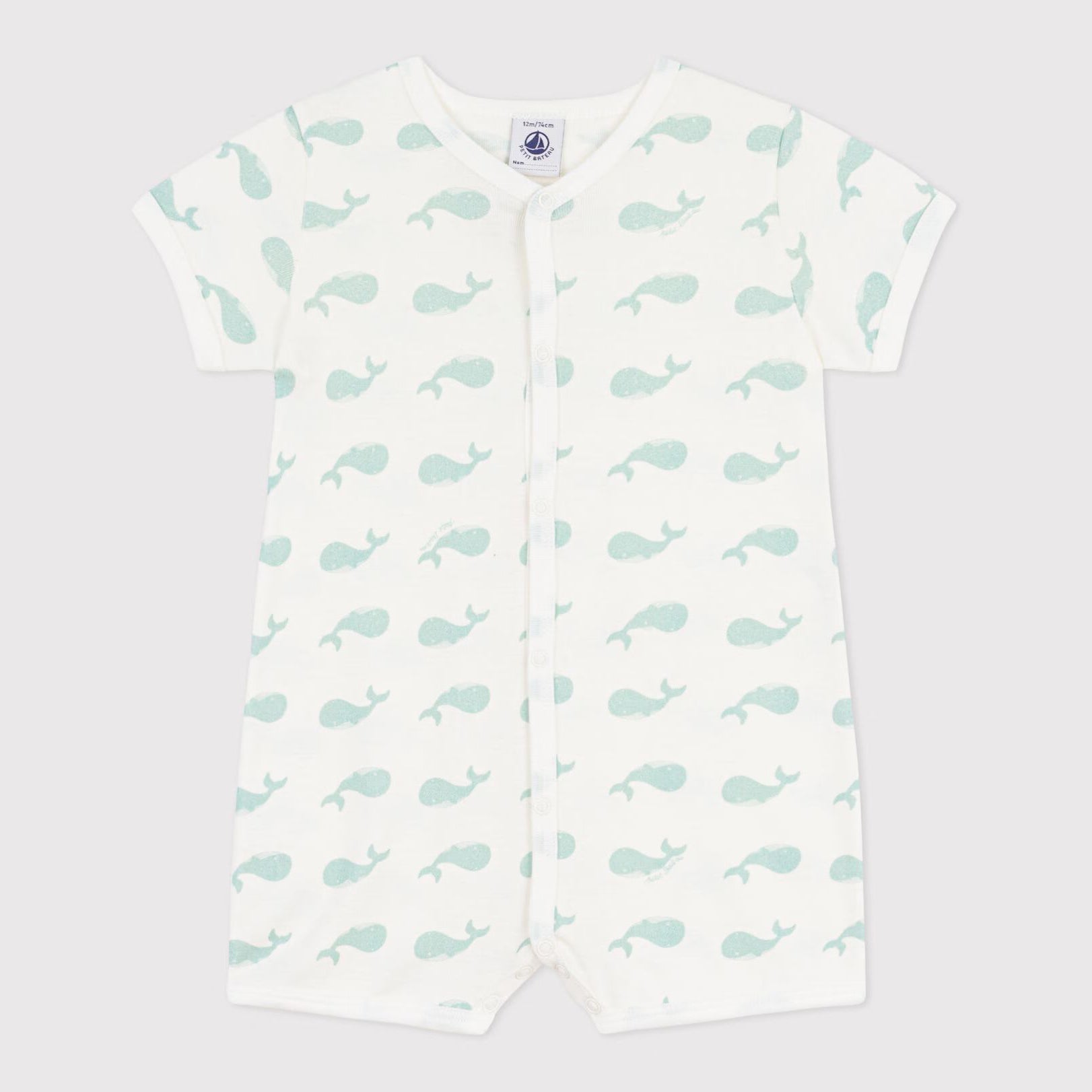 Baby Boys & Girls White Whale Printed Cotton Babysuit