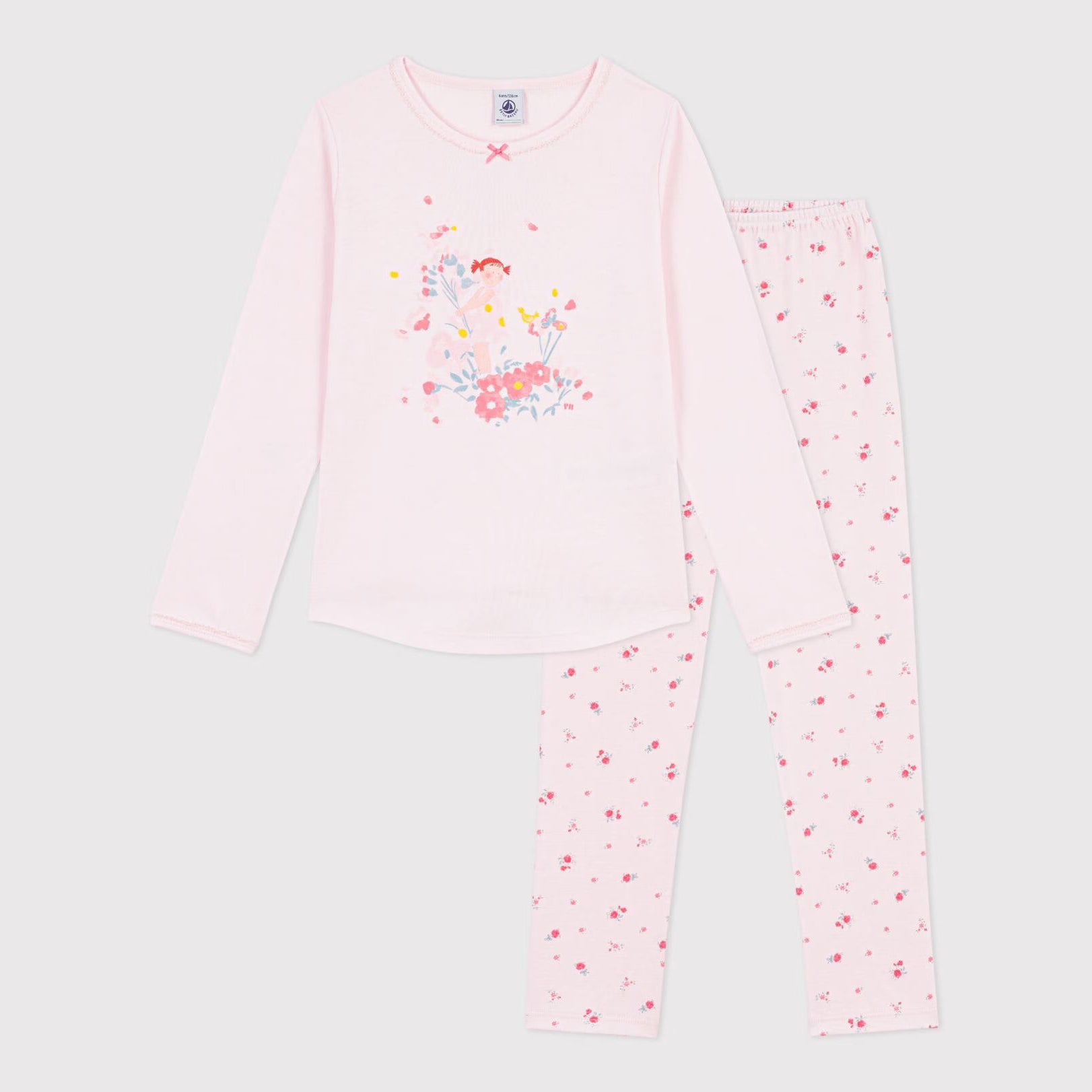 Girls Pink Floral Cotton Nightwear Set