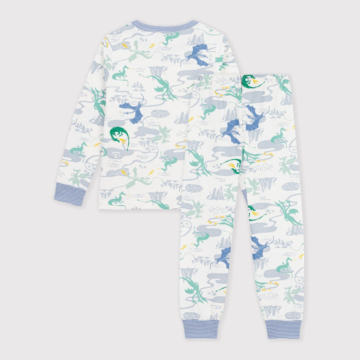 Boys White Printed Cotton Nightwear Set