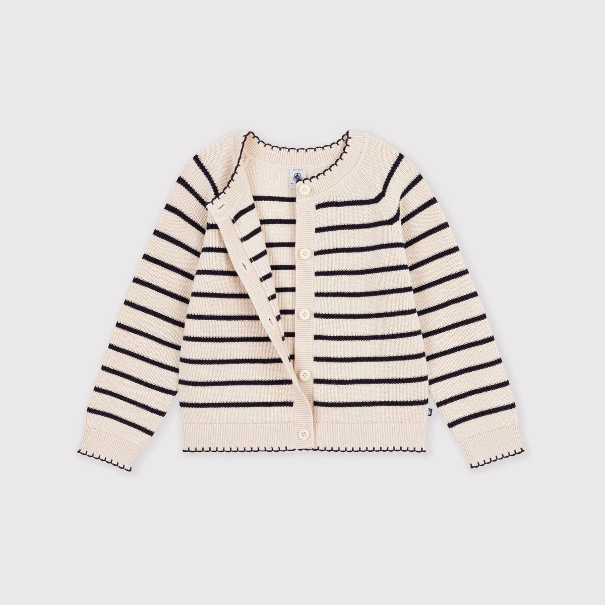 Girls Black Stripes Wool Cardigan