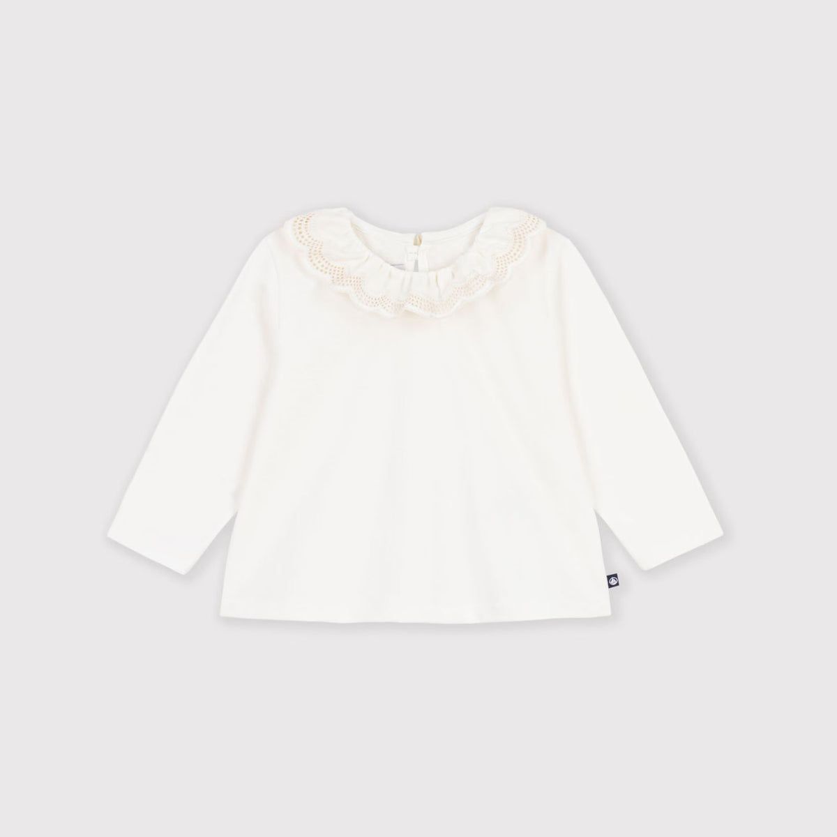 Baby Girls White Ruffled Cotton T-Shirt