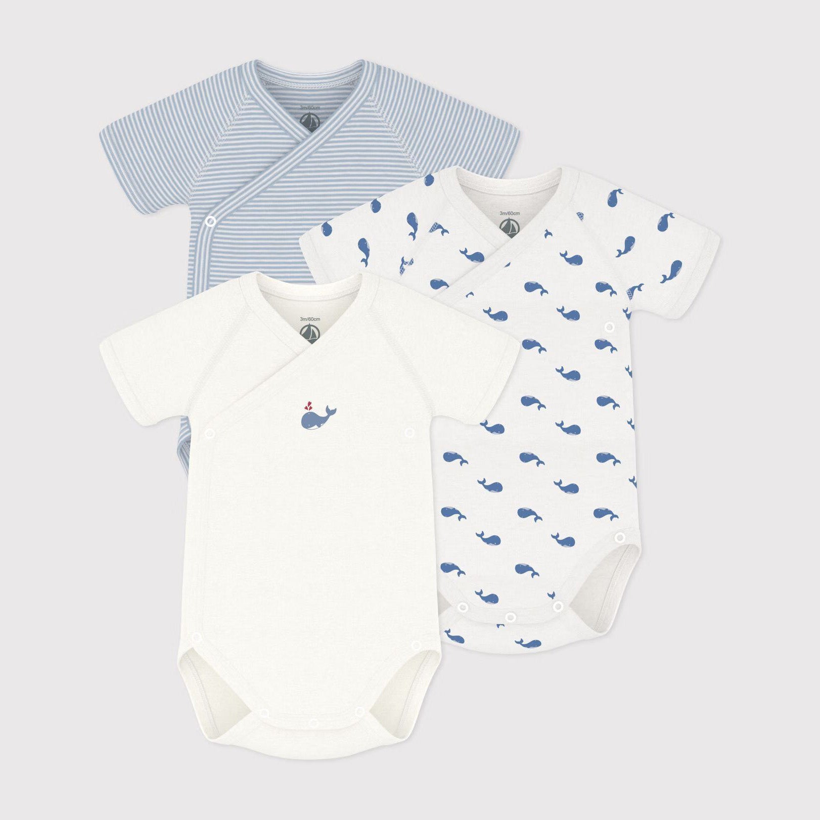 Baby Boys & Girls Tricolor Cotton Babysuit Set(3 Pack)