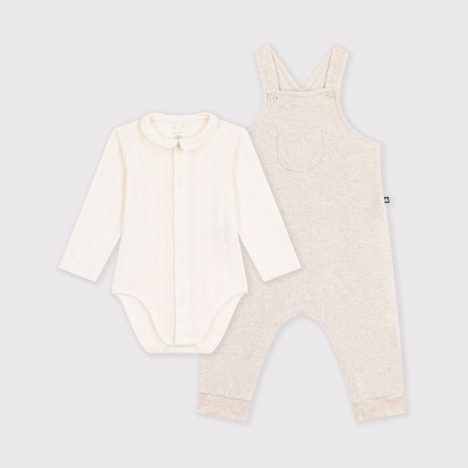 Ensemble bébé garçon et fille en coton beige