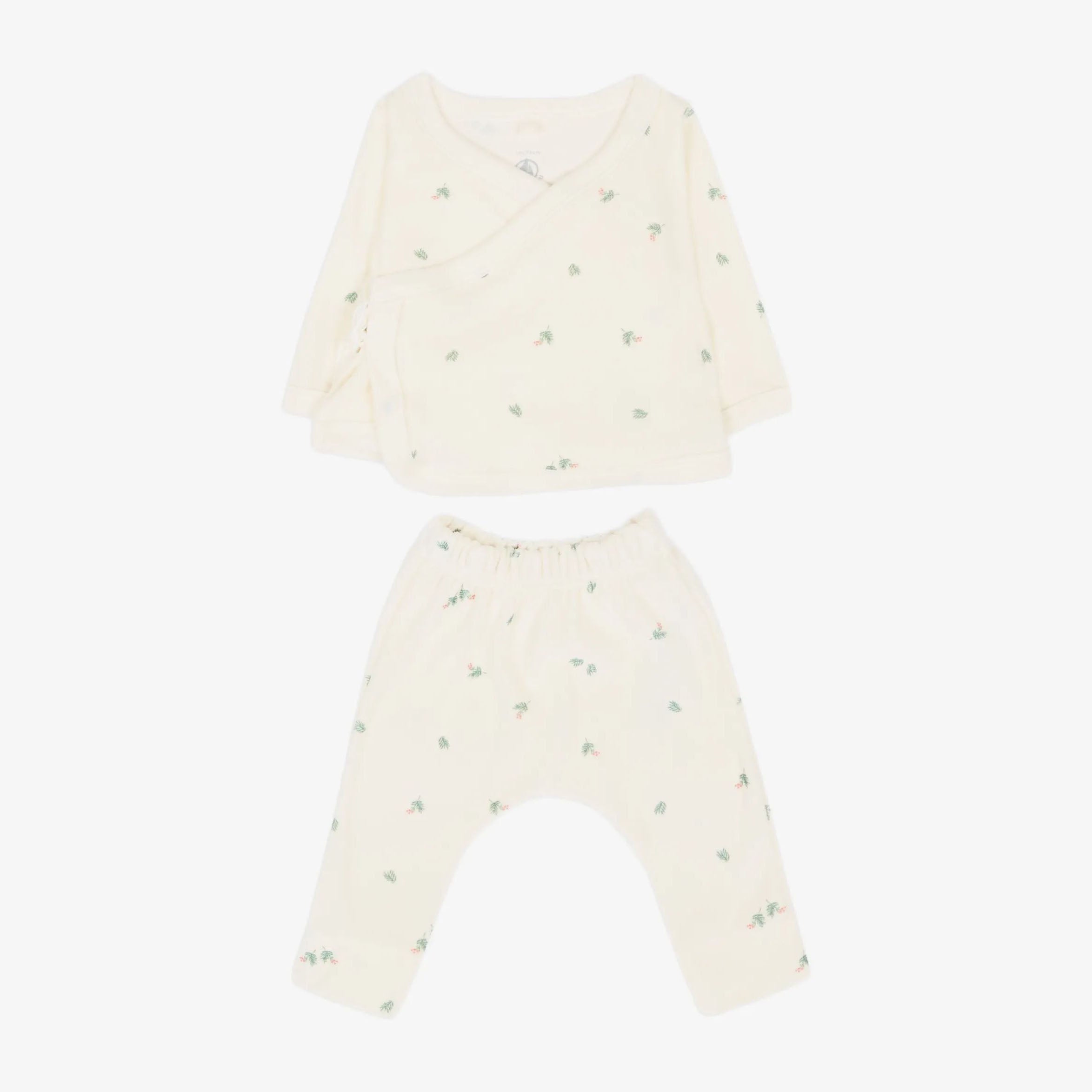 Ensemble 3 pièces en coton à motif floral blanc pour bébés filles