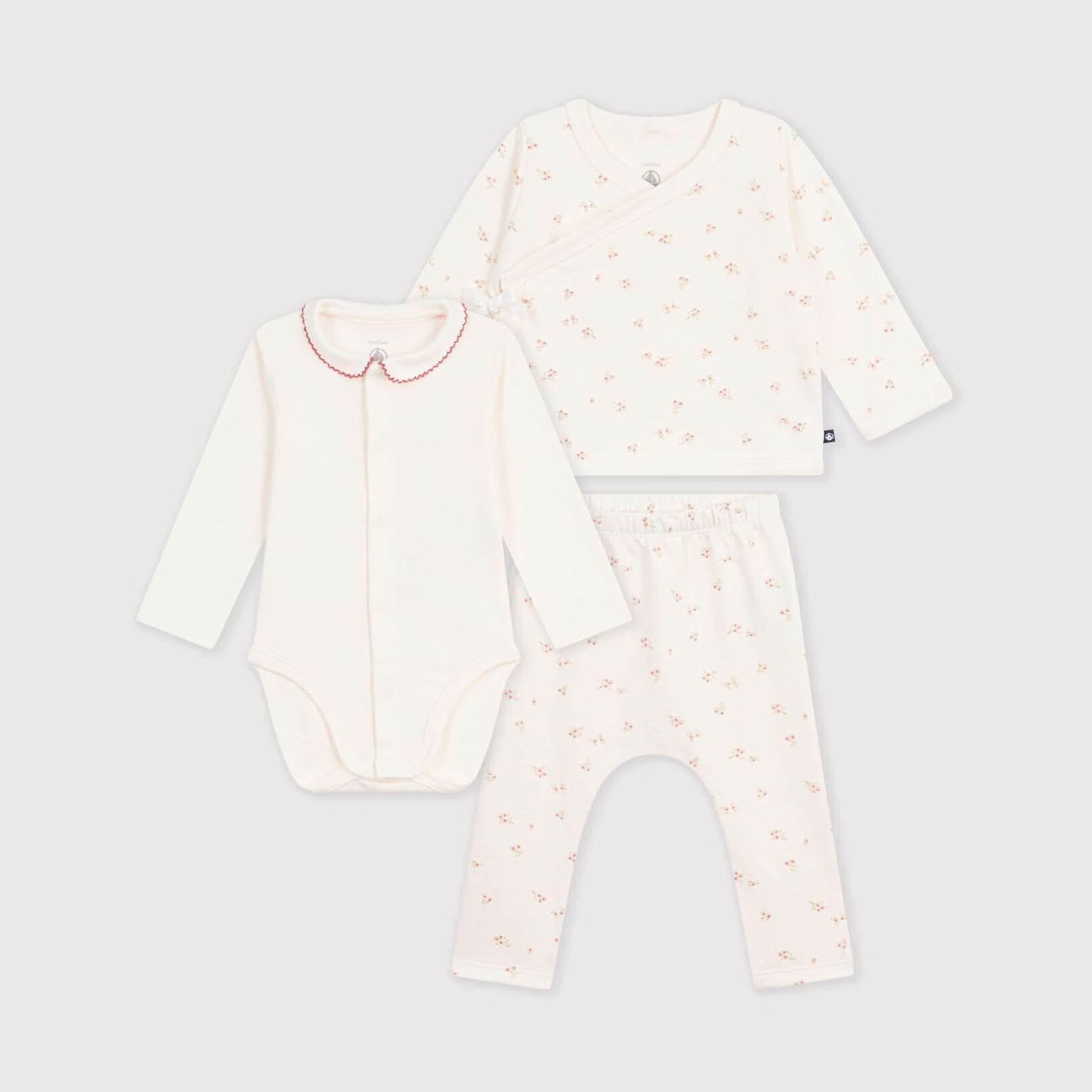 Ensemble bébé fille en coton blanc (lot de 3)