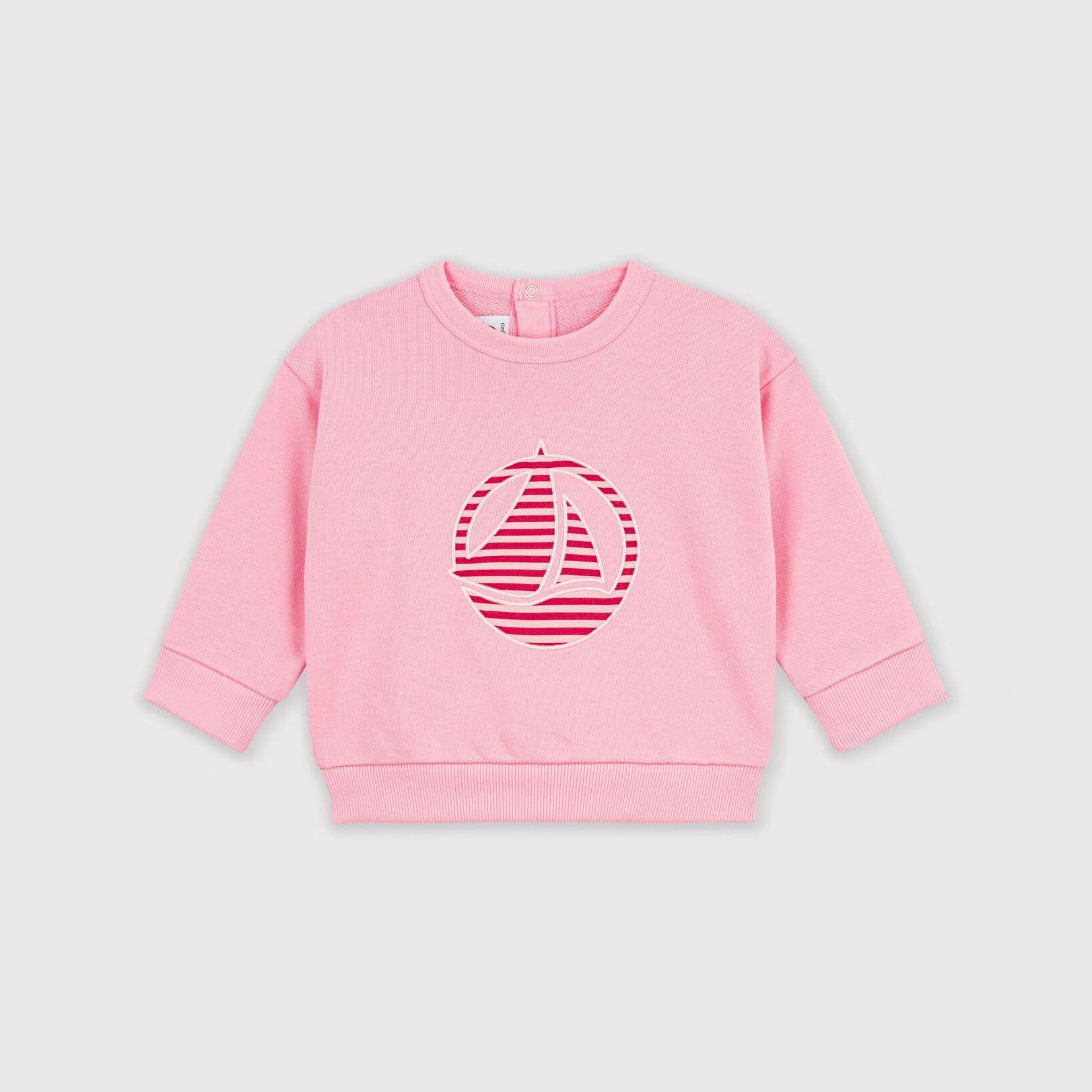 Sweat-shirt en coton rose à logo pour bébé fille