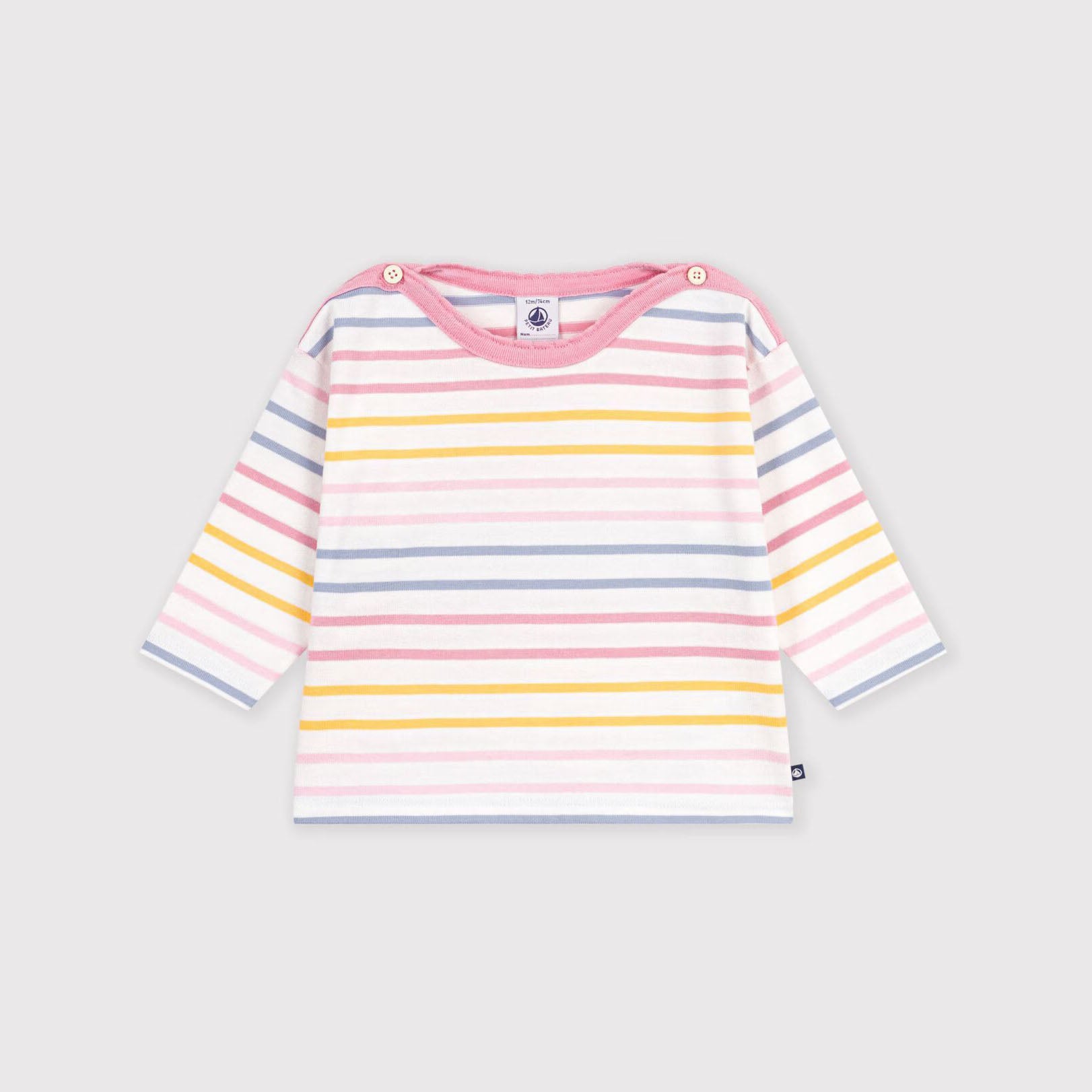 T-shirt rayé multicolore en coton pour bébés filles