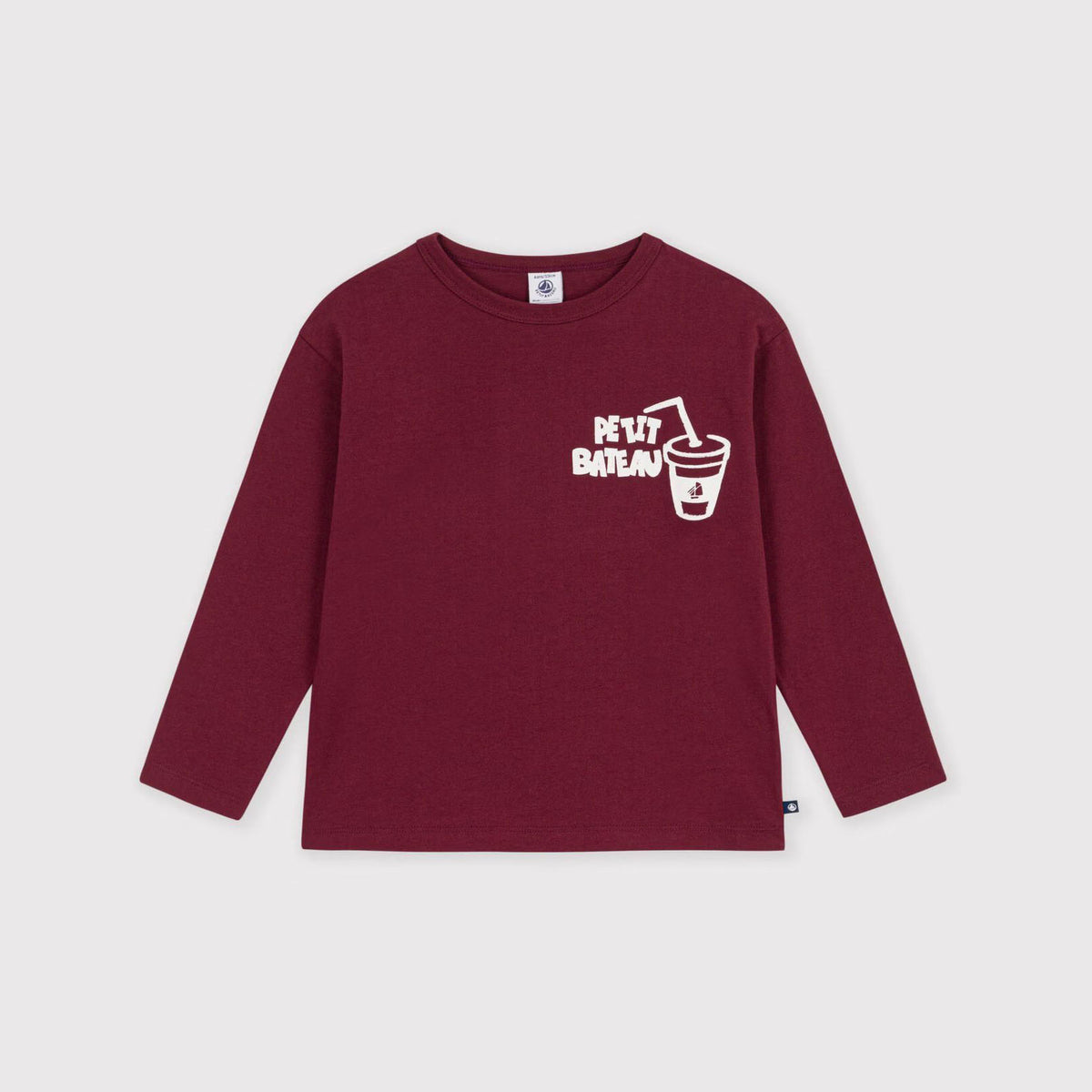 Boys Dark Red Printed Cotton T-Shirt