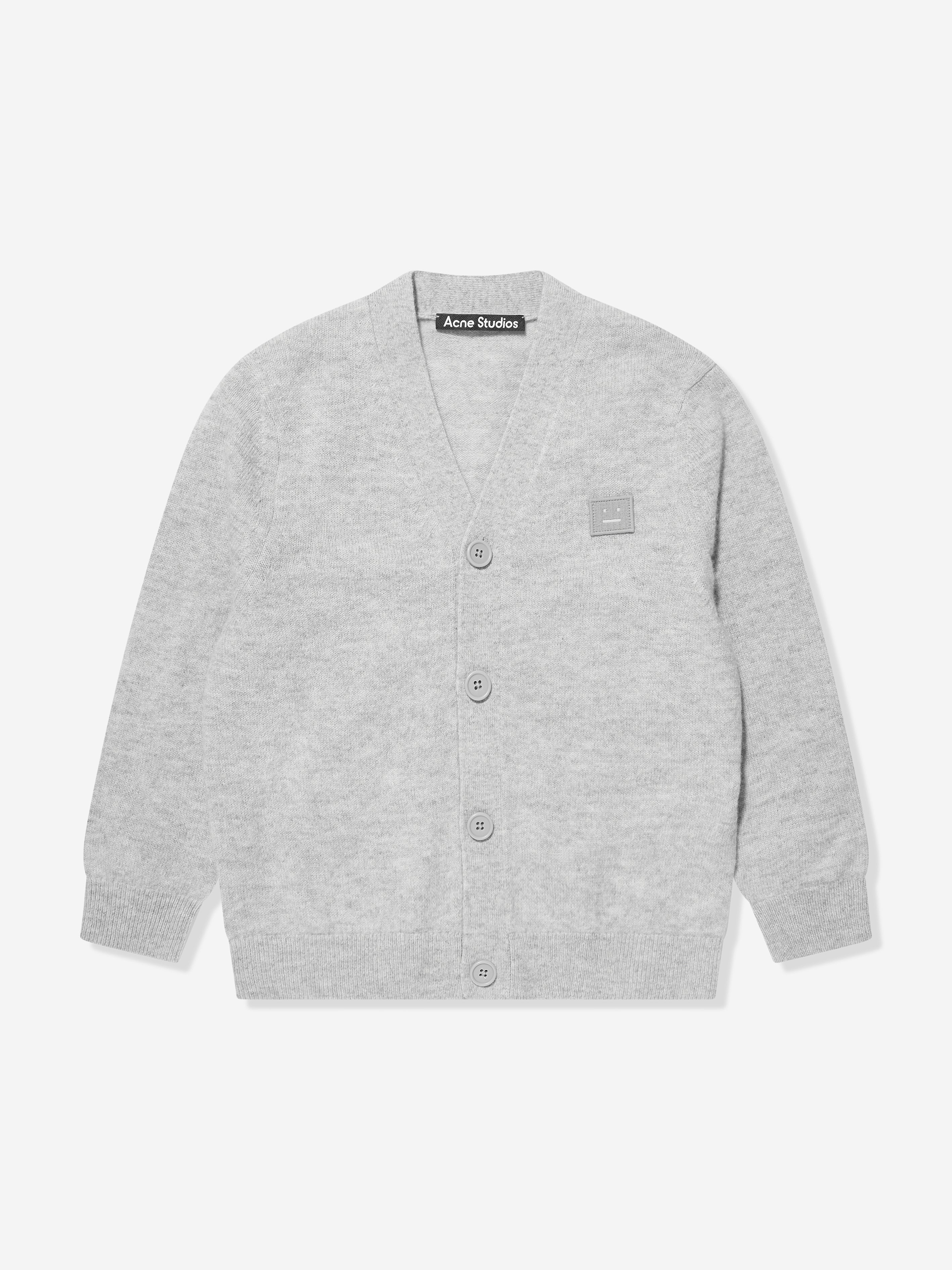 Kids Wool Logo Cardigan in Grey