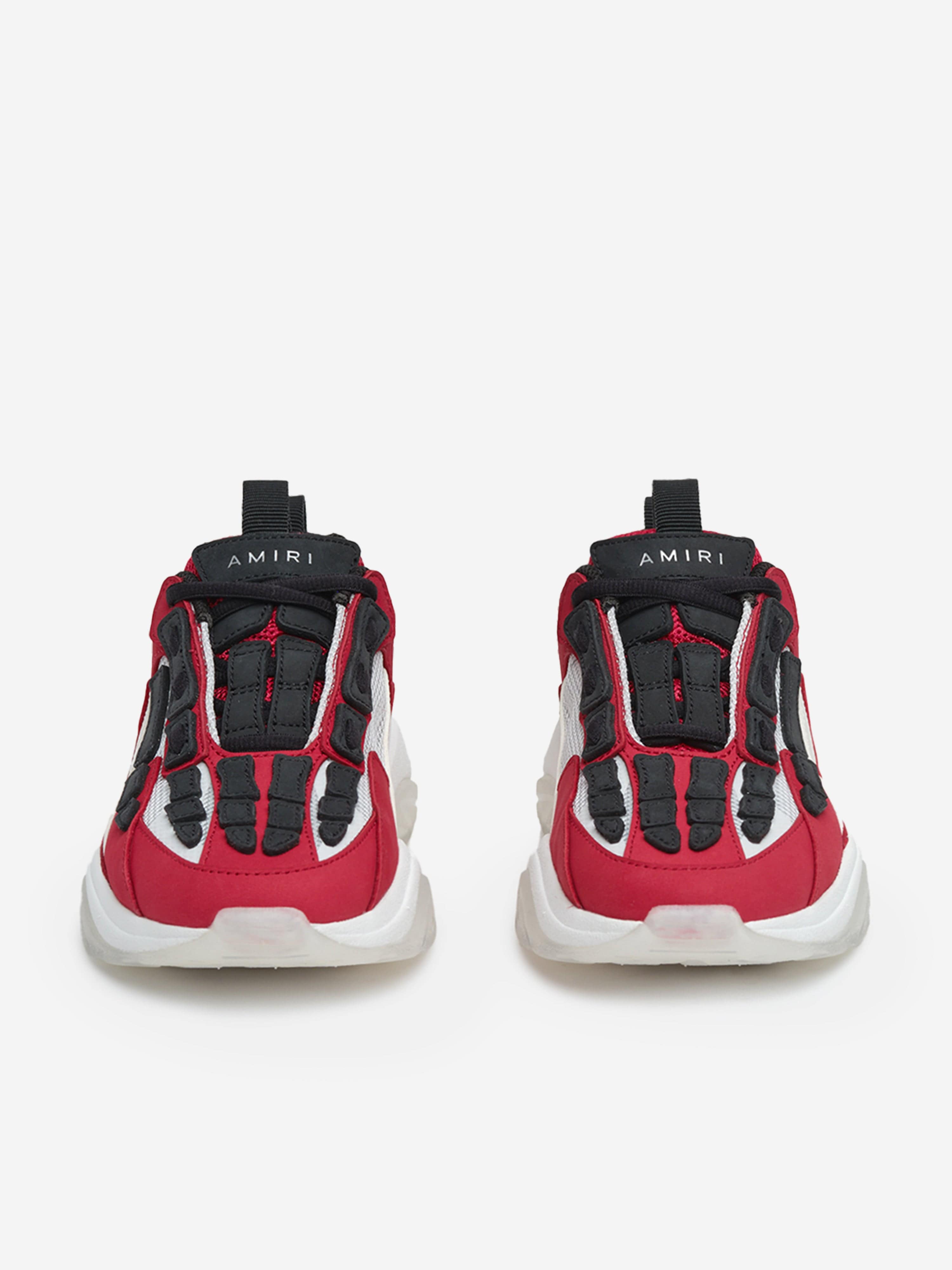 Kids Leather Bone Runner Trainers in Red