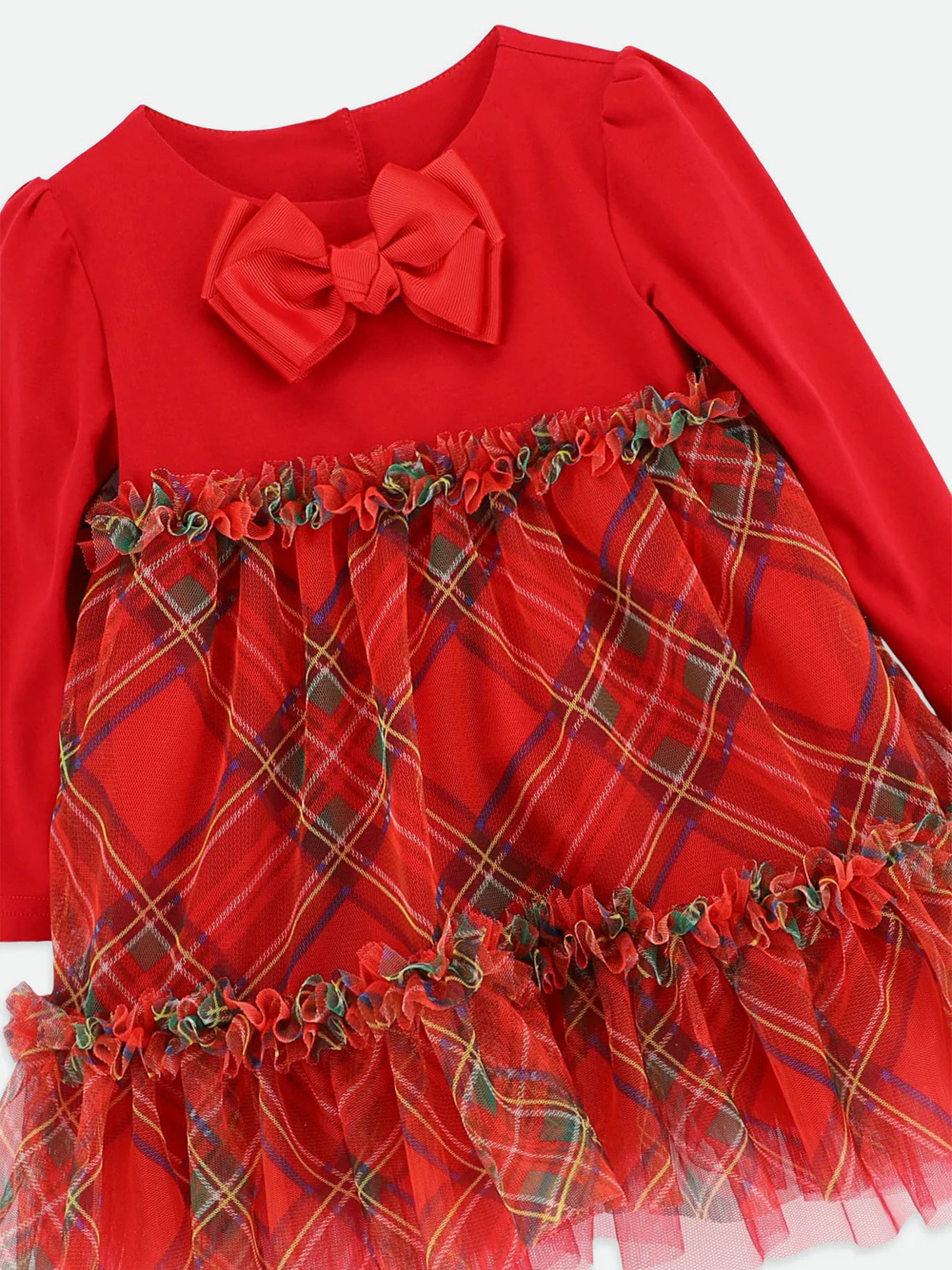 Baby Girls Tavia tartan Dress in Red
