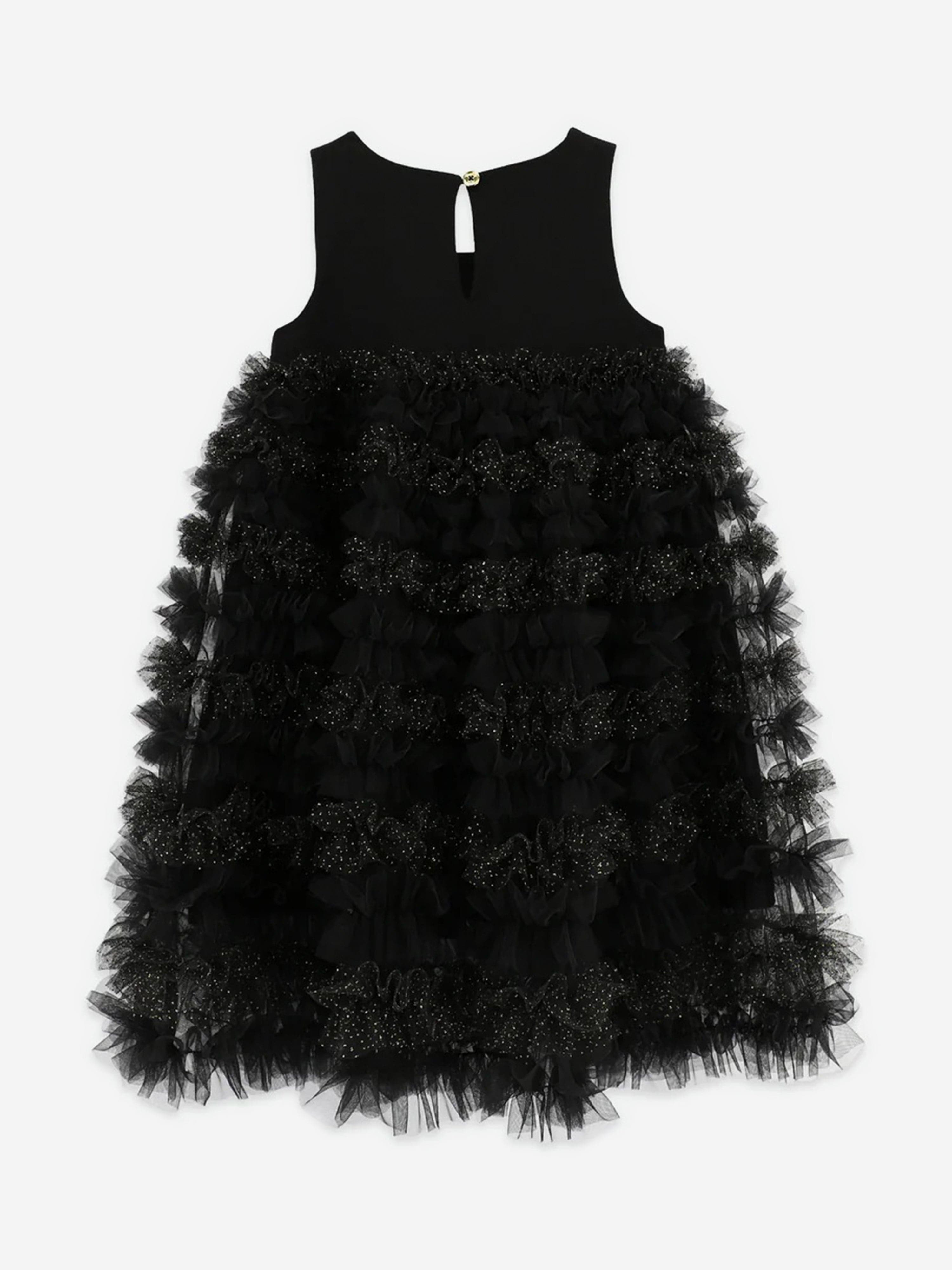 Girls Donna Ruffle Dress in Black