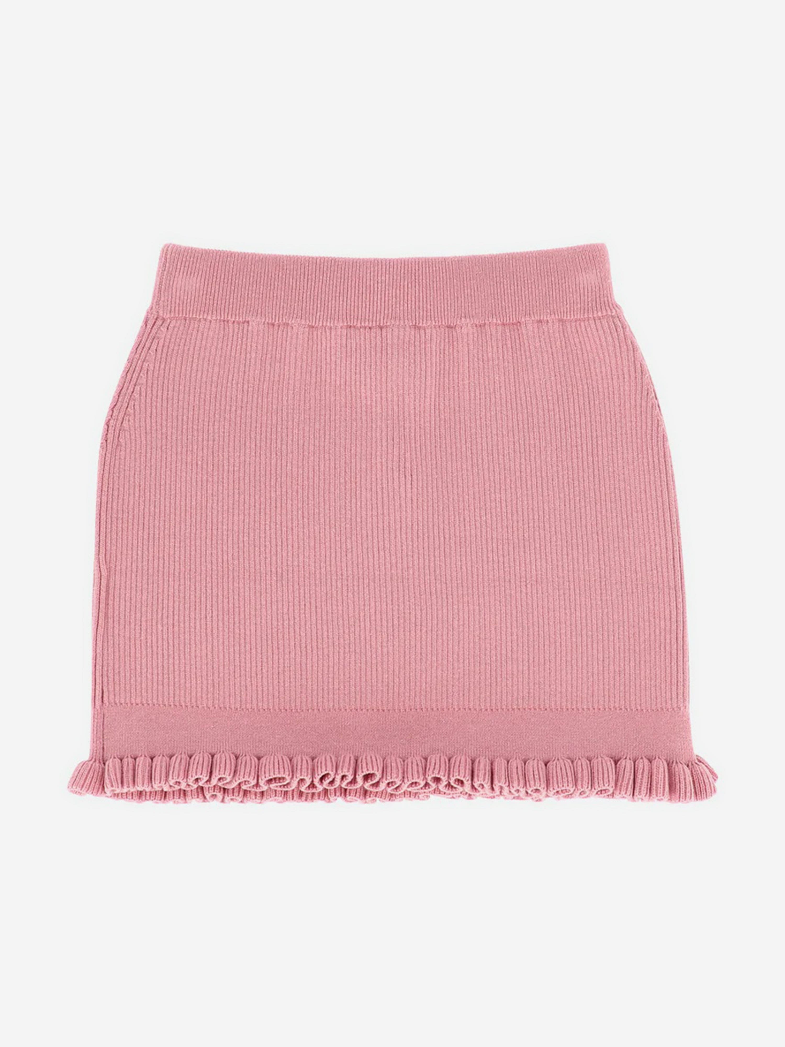Girls Troy Rib Knitted Skirt in Pink