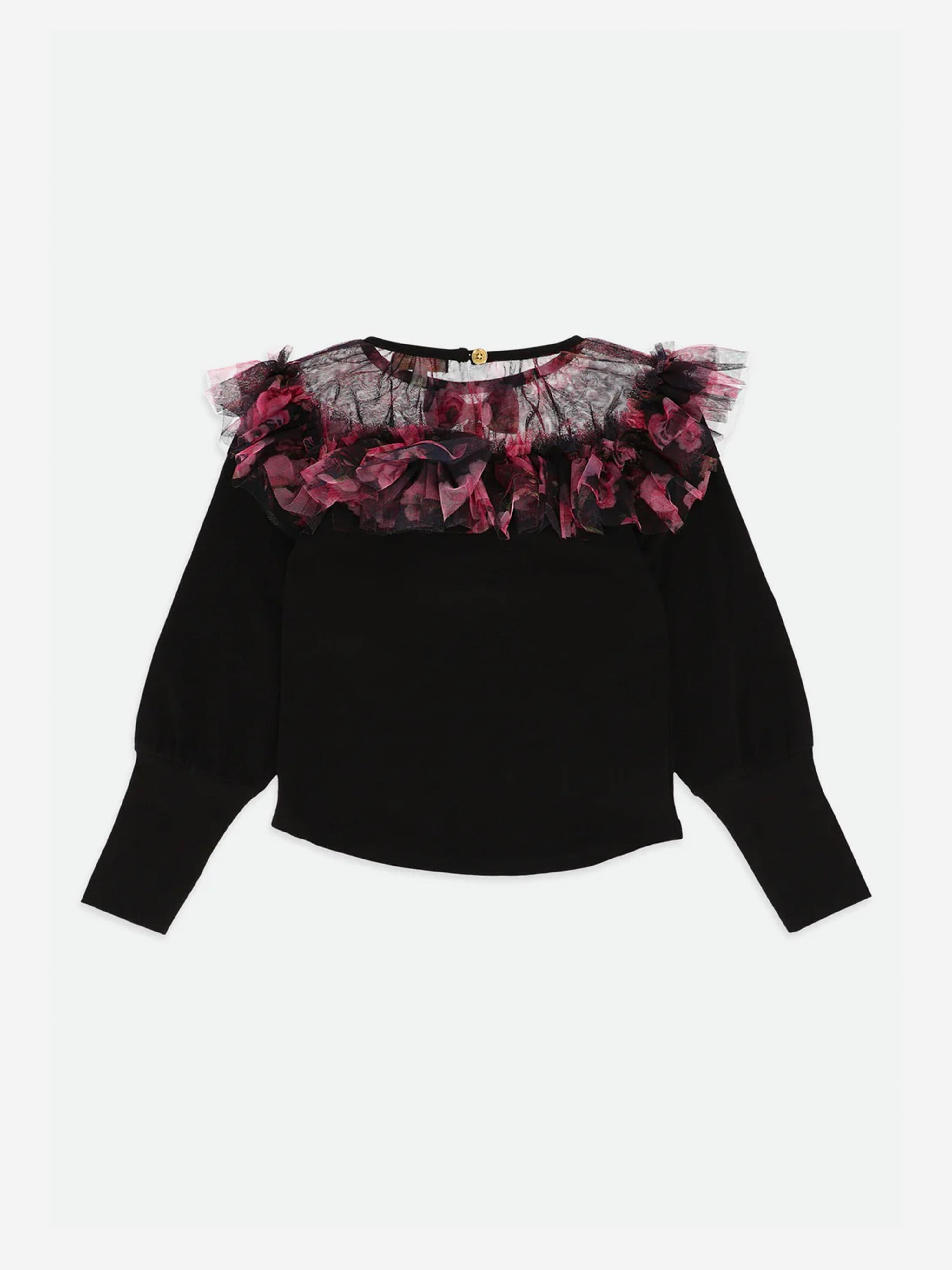 Girls Deidre Kew Tulle Top in Black