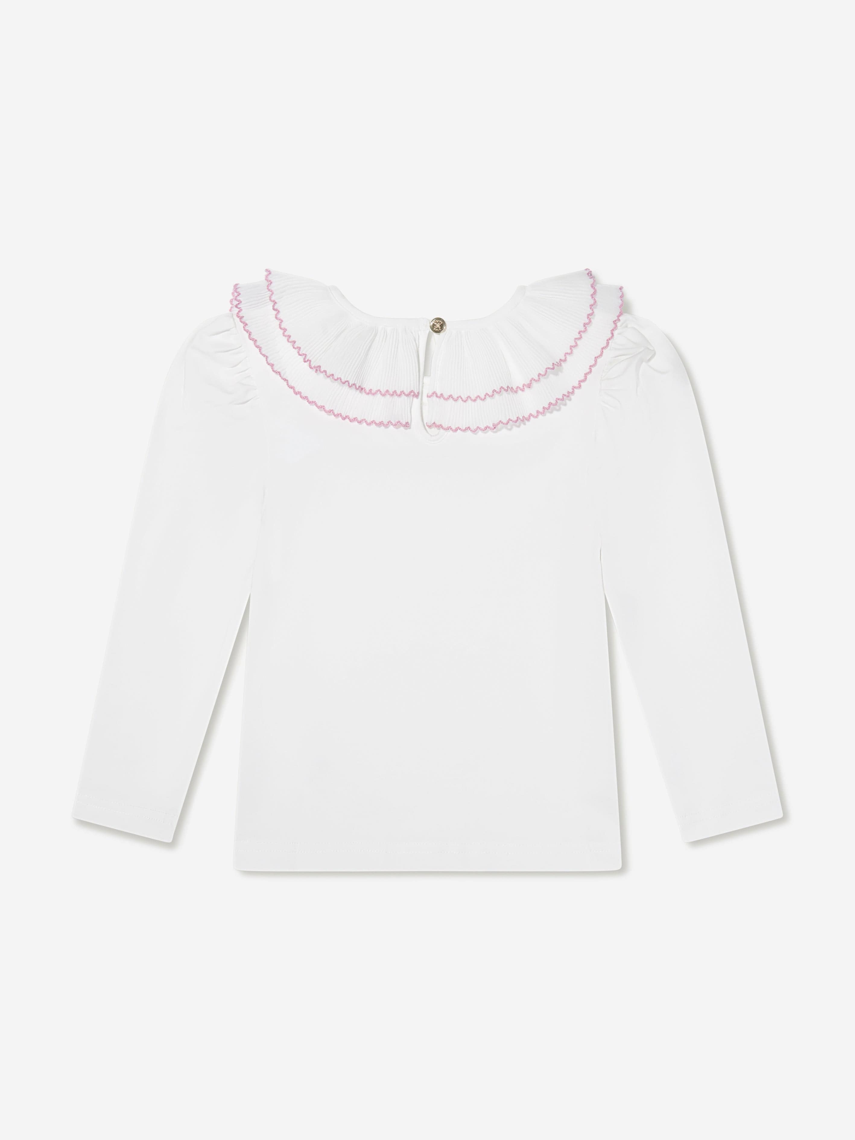 Girls Thelma Pleated Collar Top in White