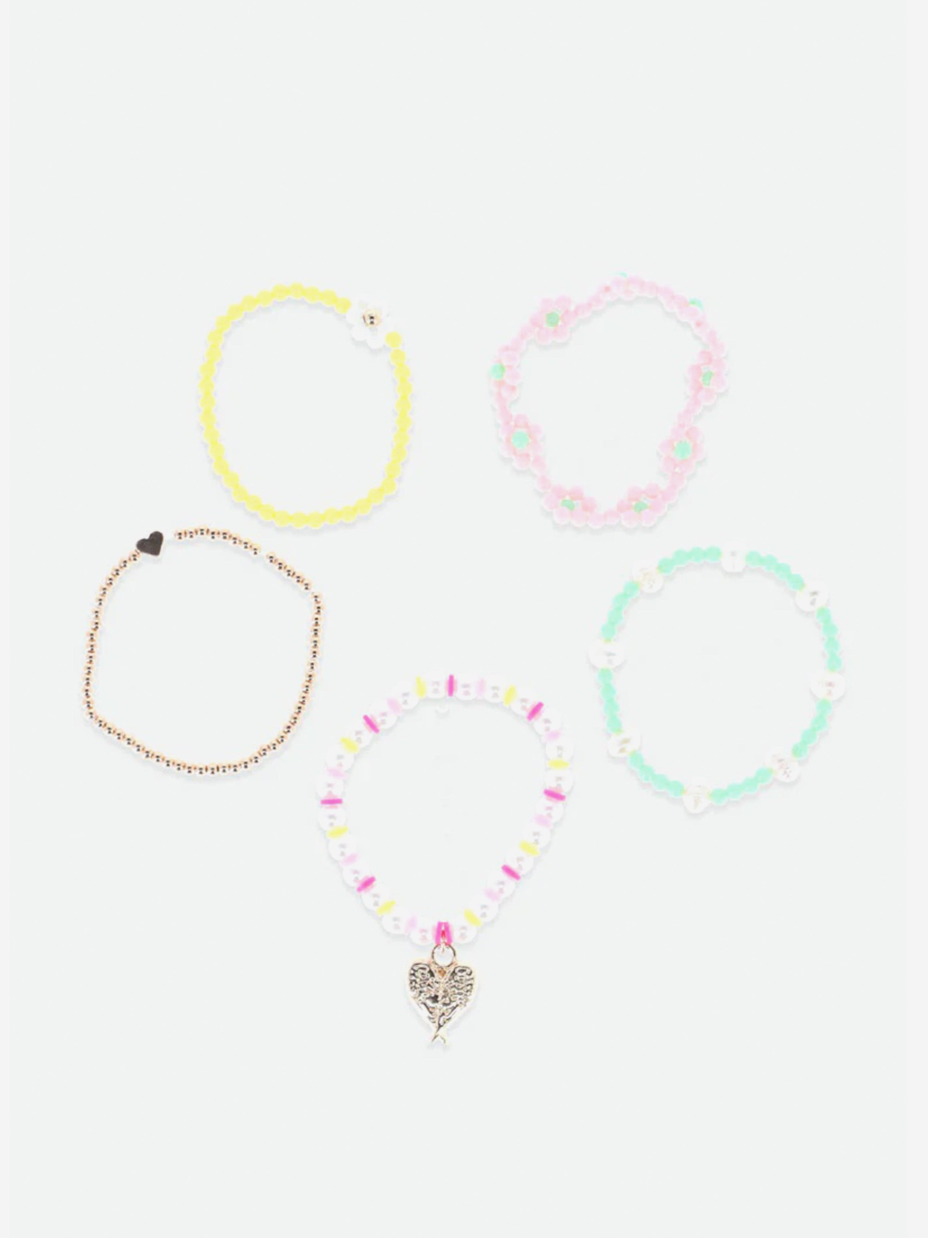 Girls Flower Bracelet Set in Pink