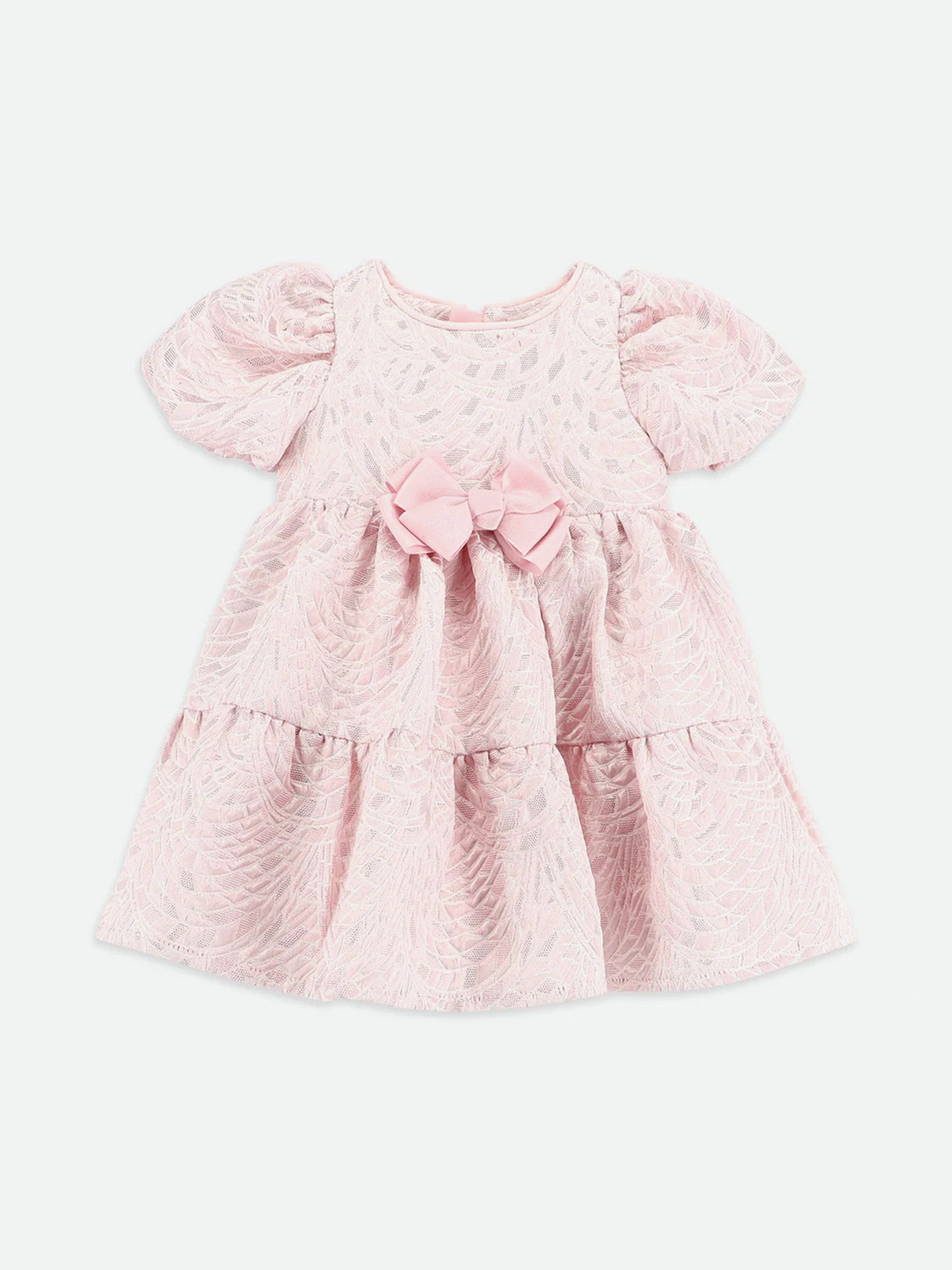 Baby Girls Jordan Jacqurd Tiered Dress in Pink