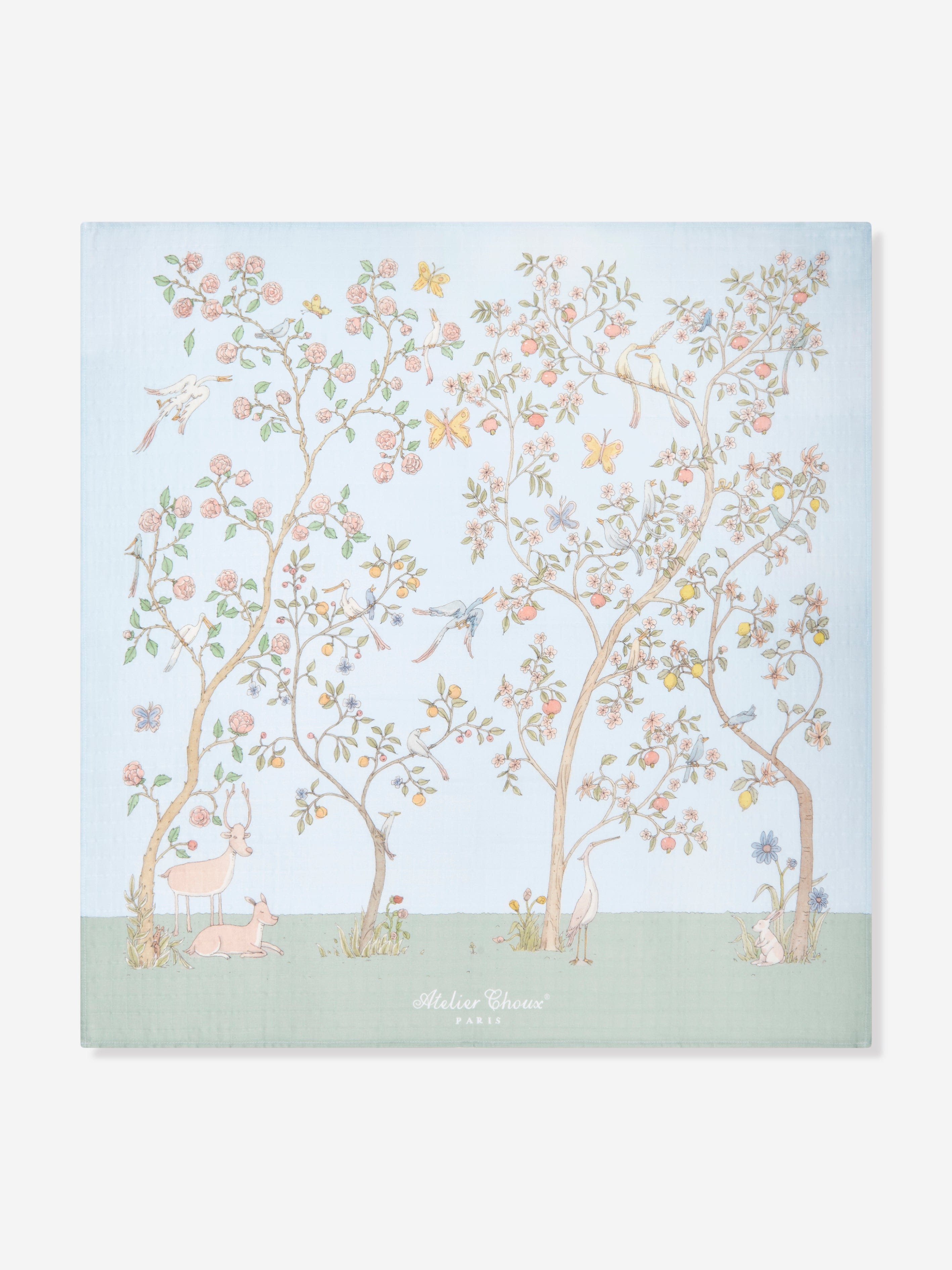 Atelier Choux Baby Boys In Bloom Swaddle And Satin Bib Set in Blue