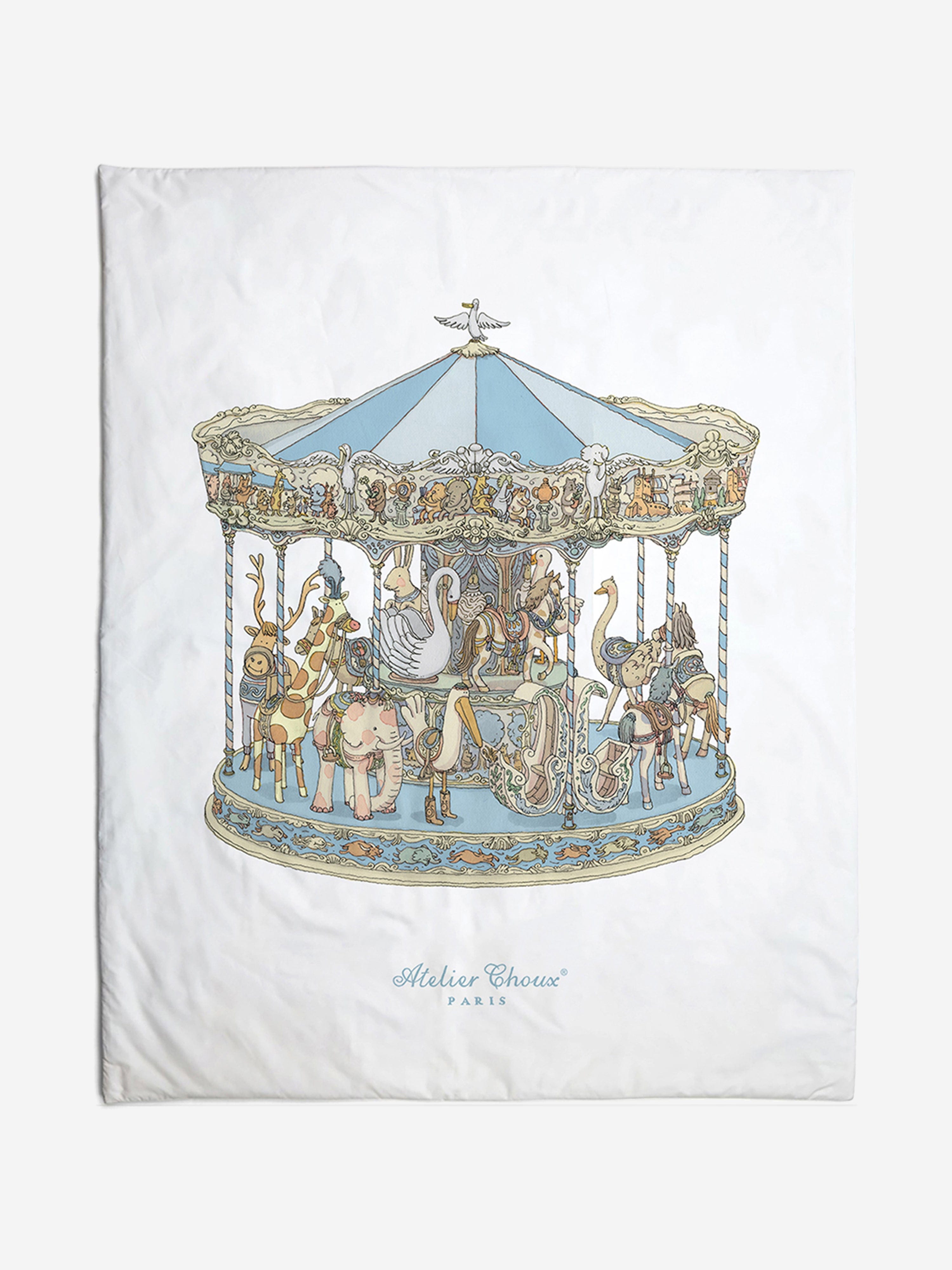 Atelier Choux Baby Reversible Hot Air Balloons / Carousel Quilt in Blue (130cm)