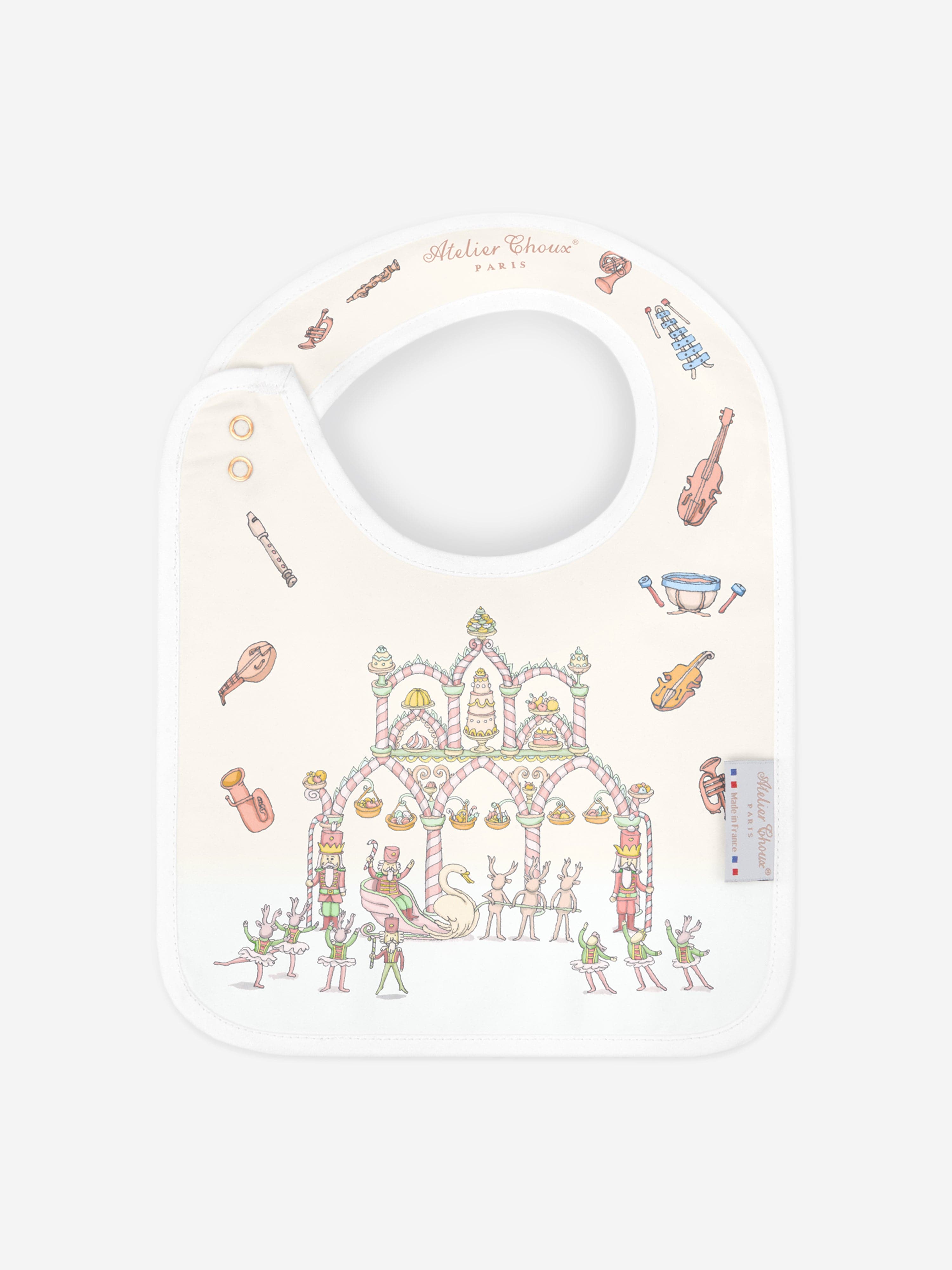 Baby Nutcracker Satin Bib in White