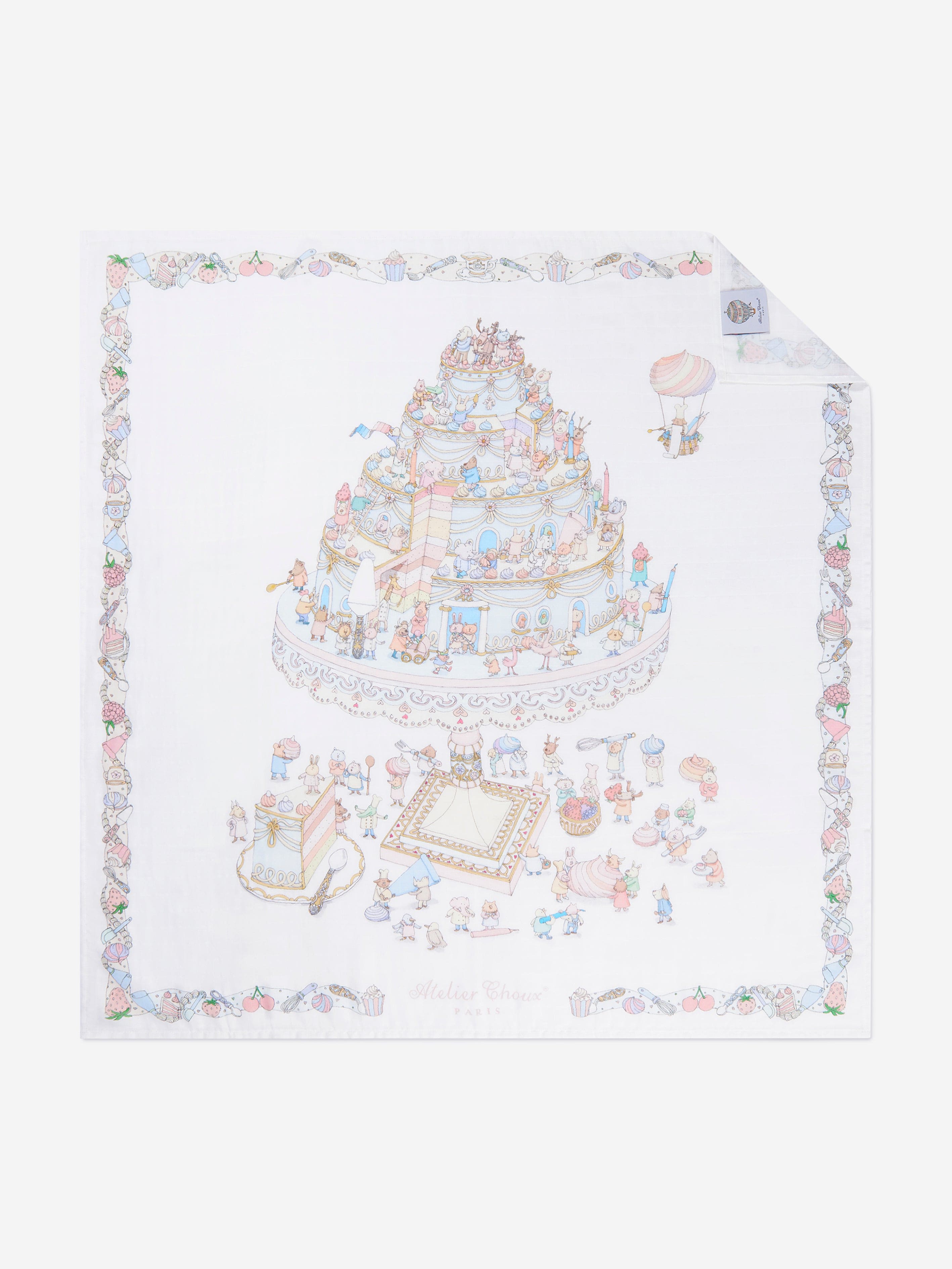 Atelier Choux Baby Le Gateau Carré and Satin Bib Set in White