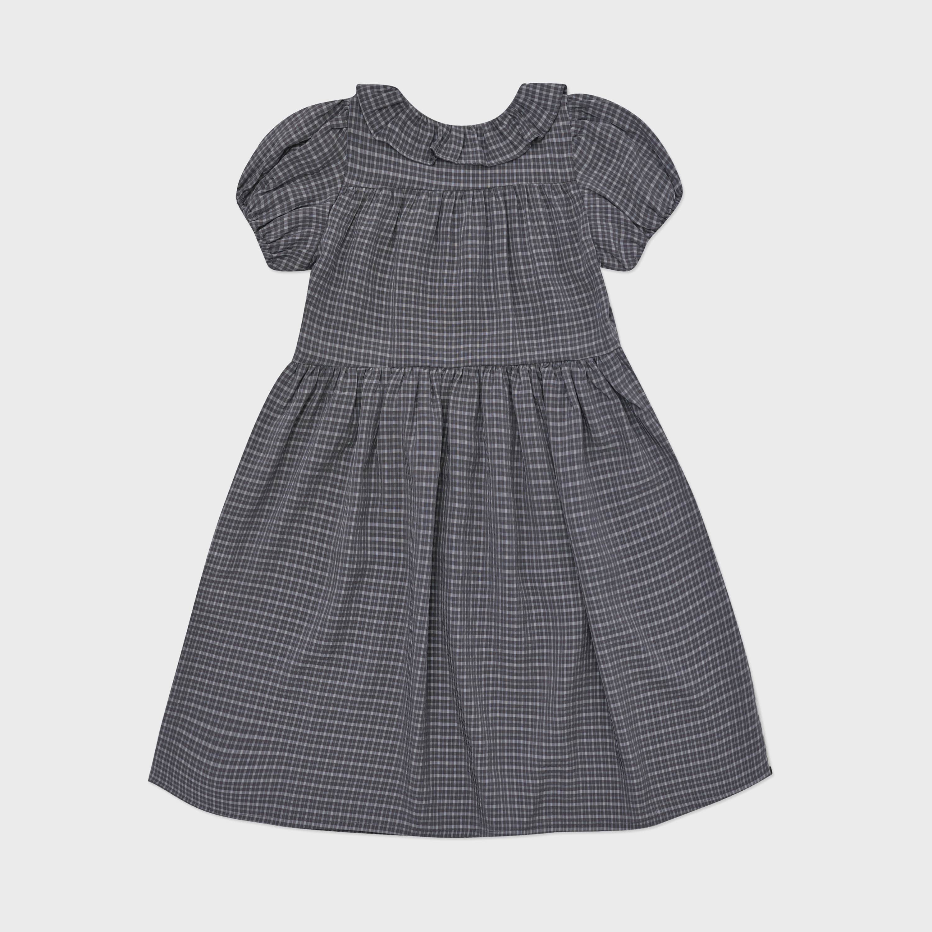 Girls Dark Grey Check Dress