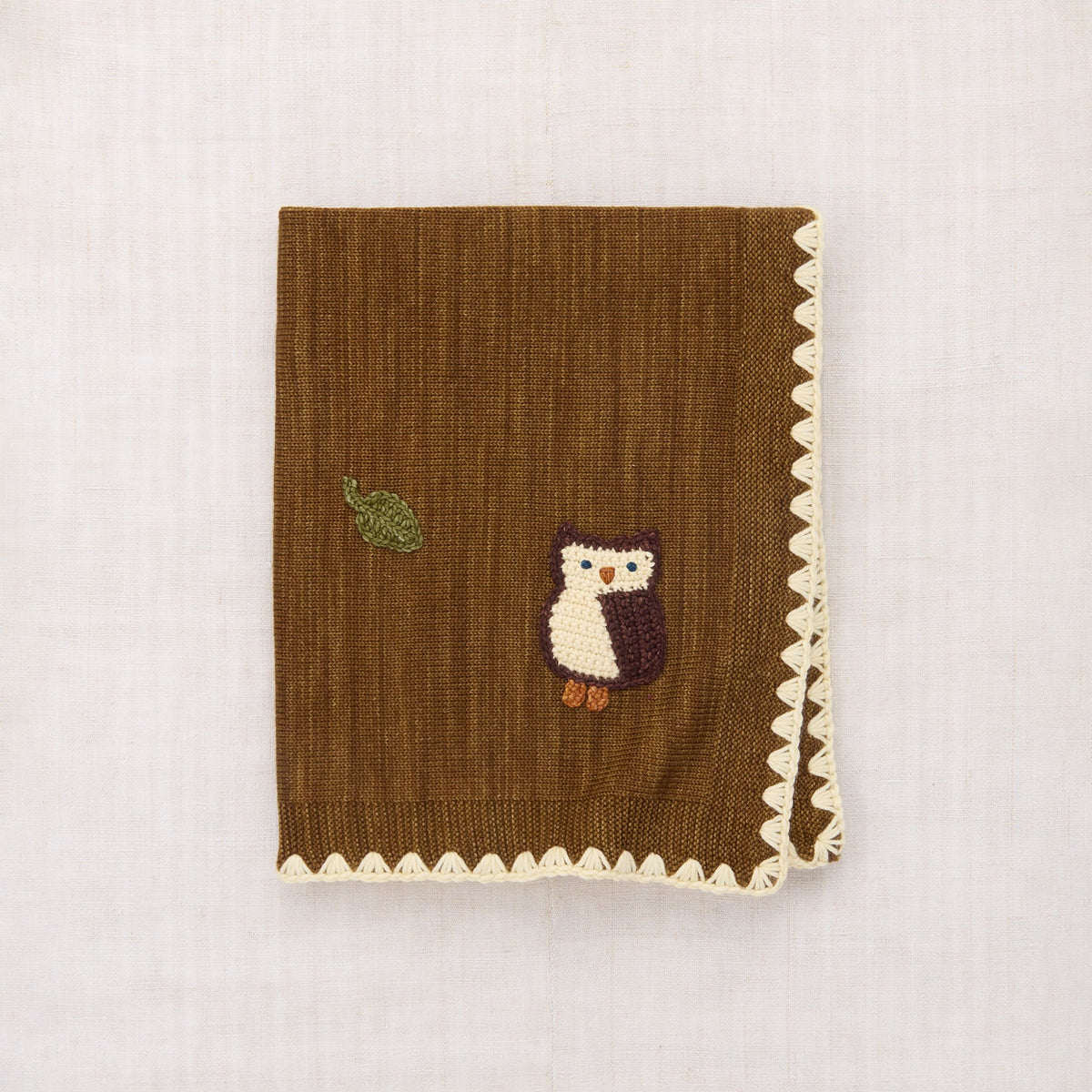 Baby Boys & Girls Brown Owl Embroidered Wool Blanket