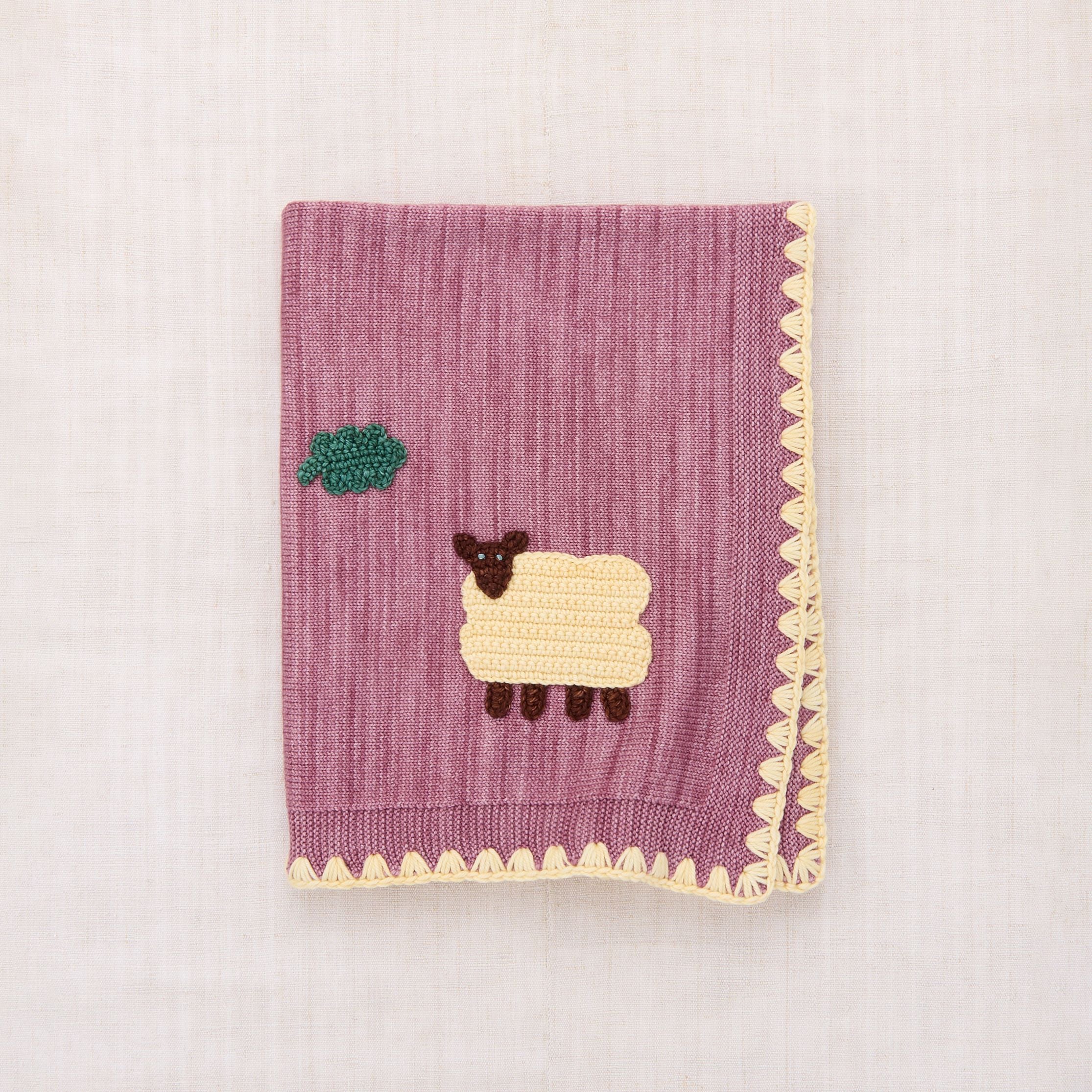 Baby Boys & Girls Pink Sheep Embroidered Wool Blanket