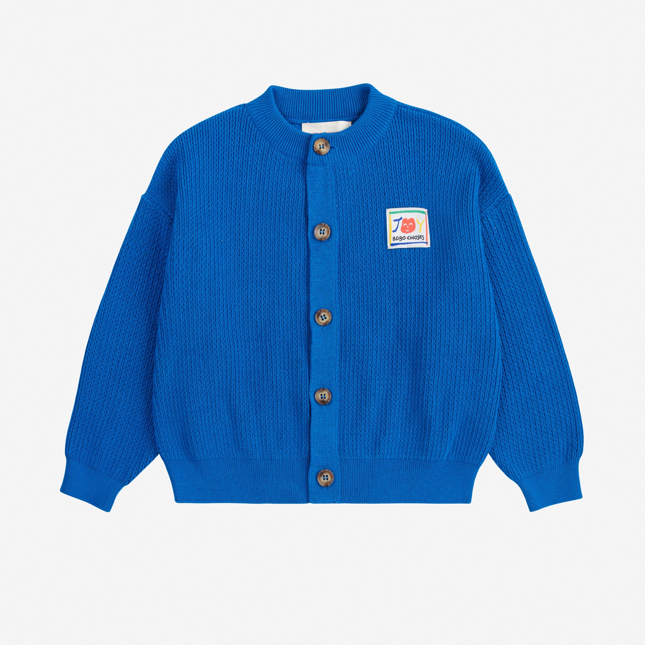 Boys & Girls Blue Smiling Embroidery Knit Cardigan