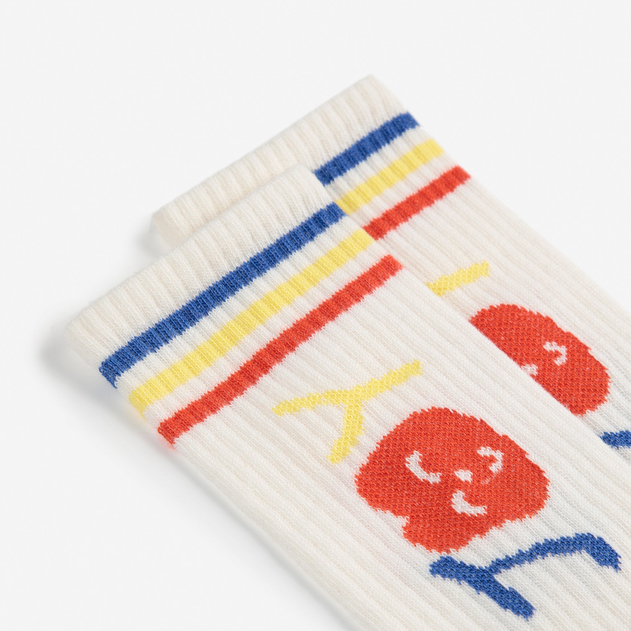 Chaussettes en coton à logo imprimé blanc cassé pour garçons et filles