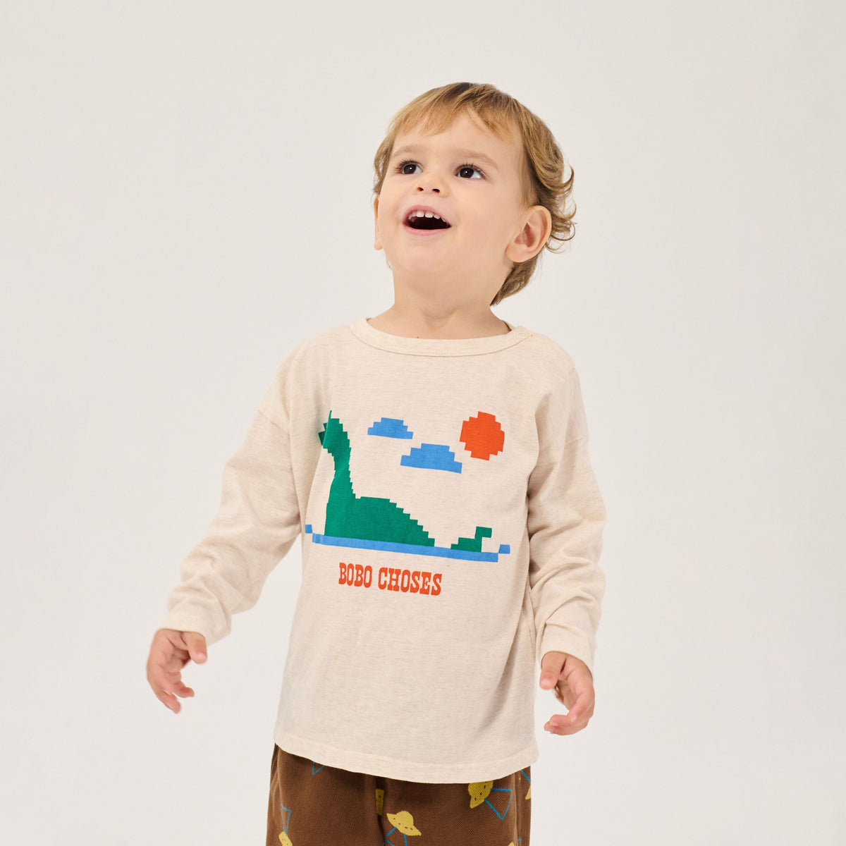 Baby Boys & Girls White Printed Cotton Long Sleeves T-Shirt