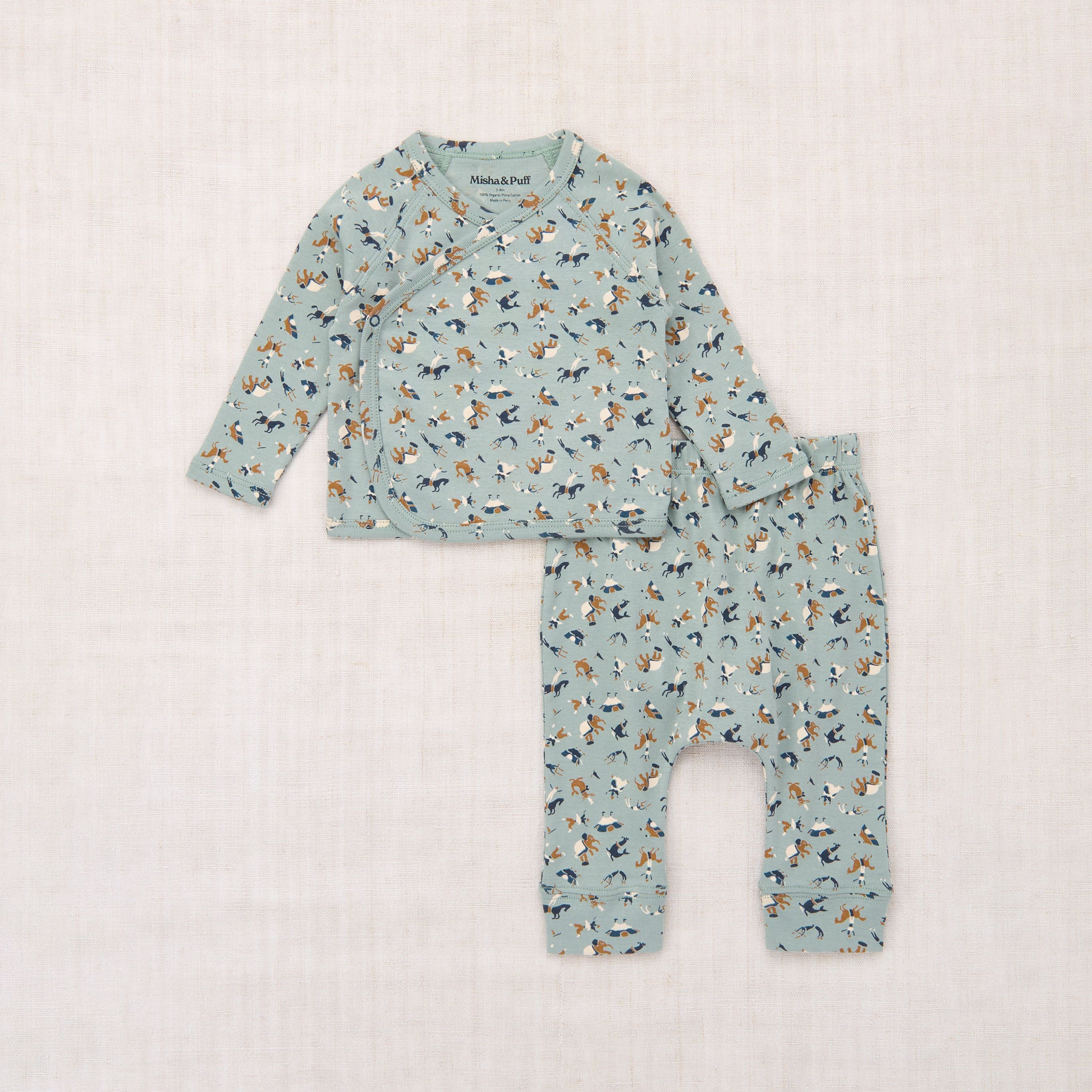 Baby Boys & Girls Light Green Printed Cotton Set