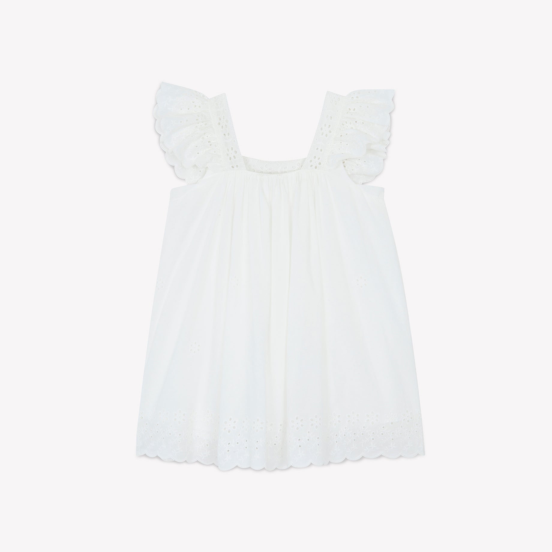 Girls White Embroidered Cotton Dress