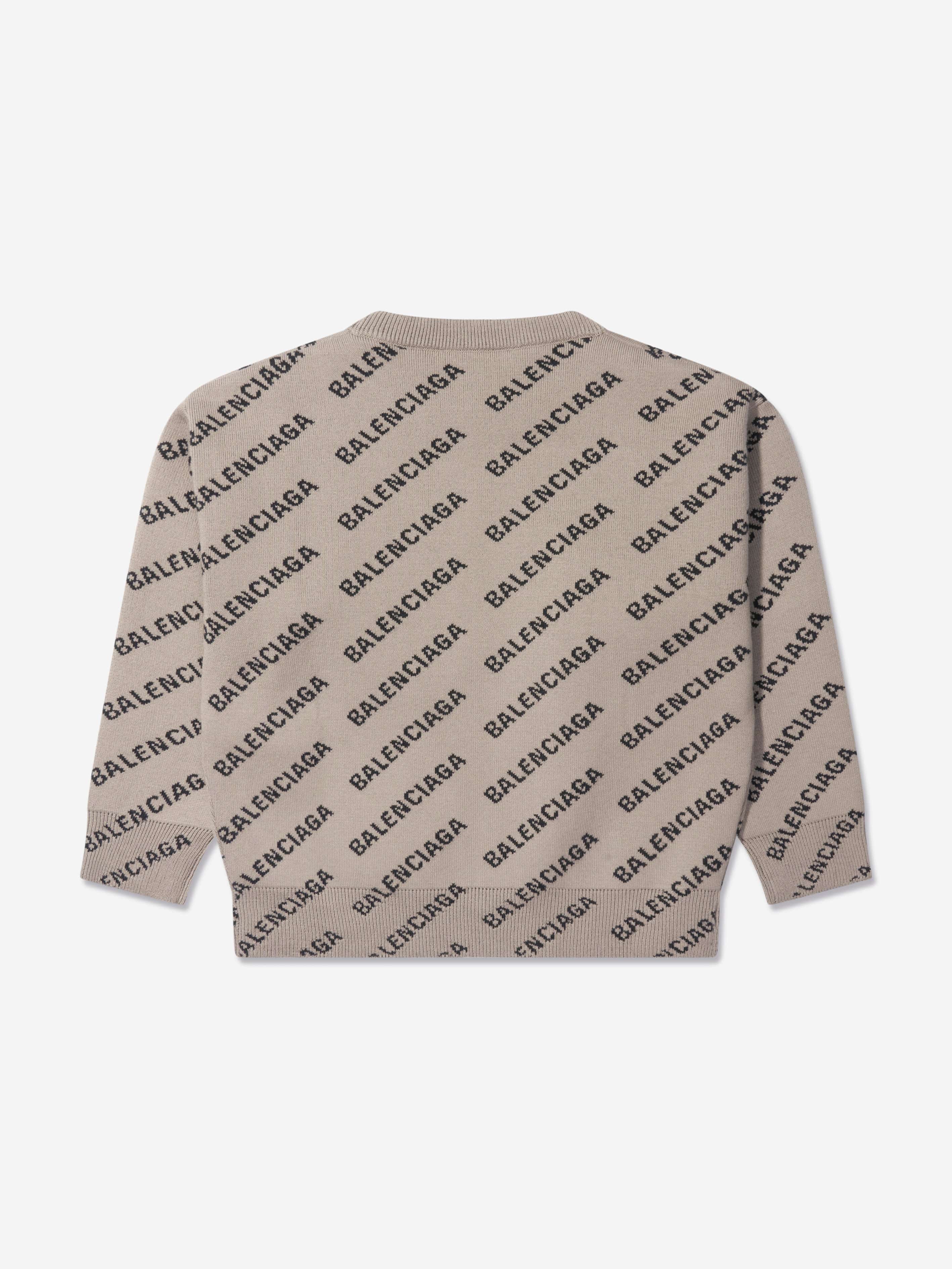 Balenciaga Kids All Over Logo Sweatshirt in Beige