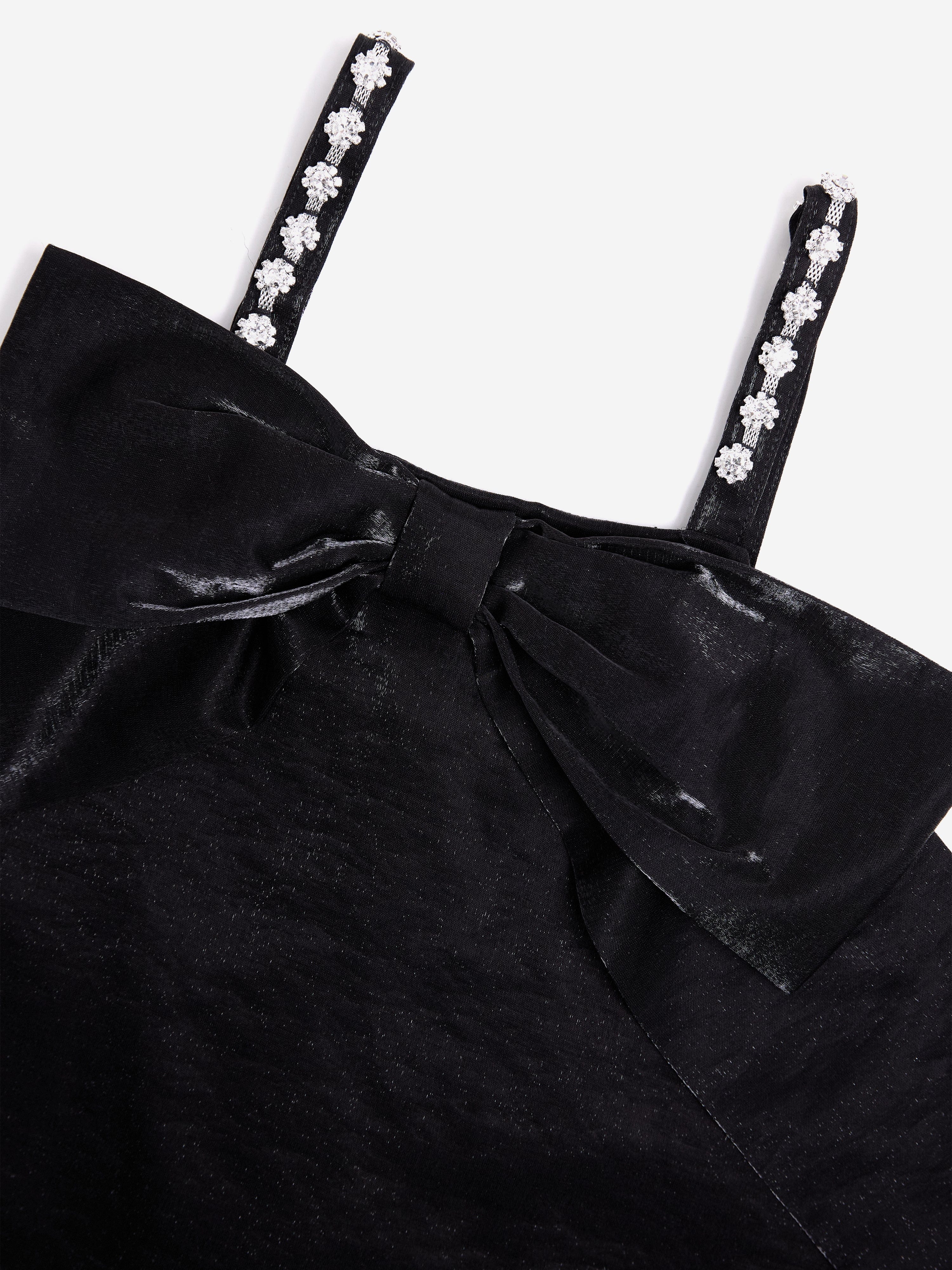 BCBG Girls Jewel Strap Taffeta Dress in Black