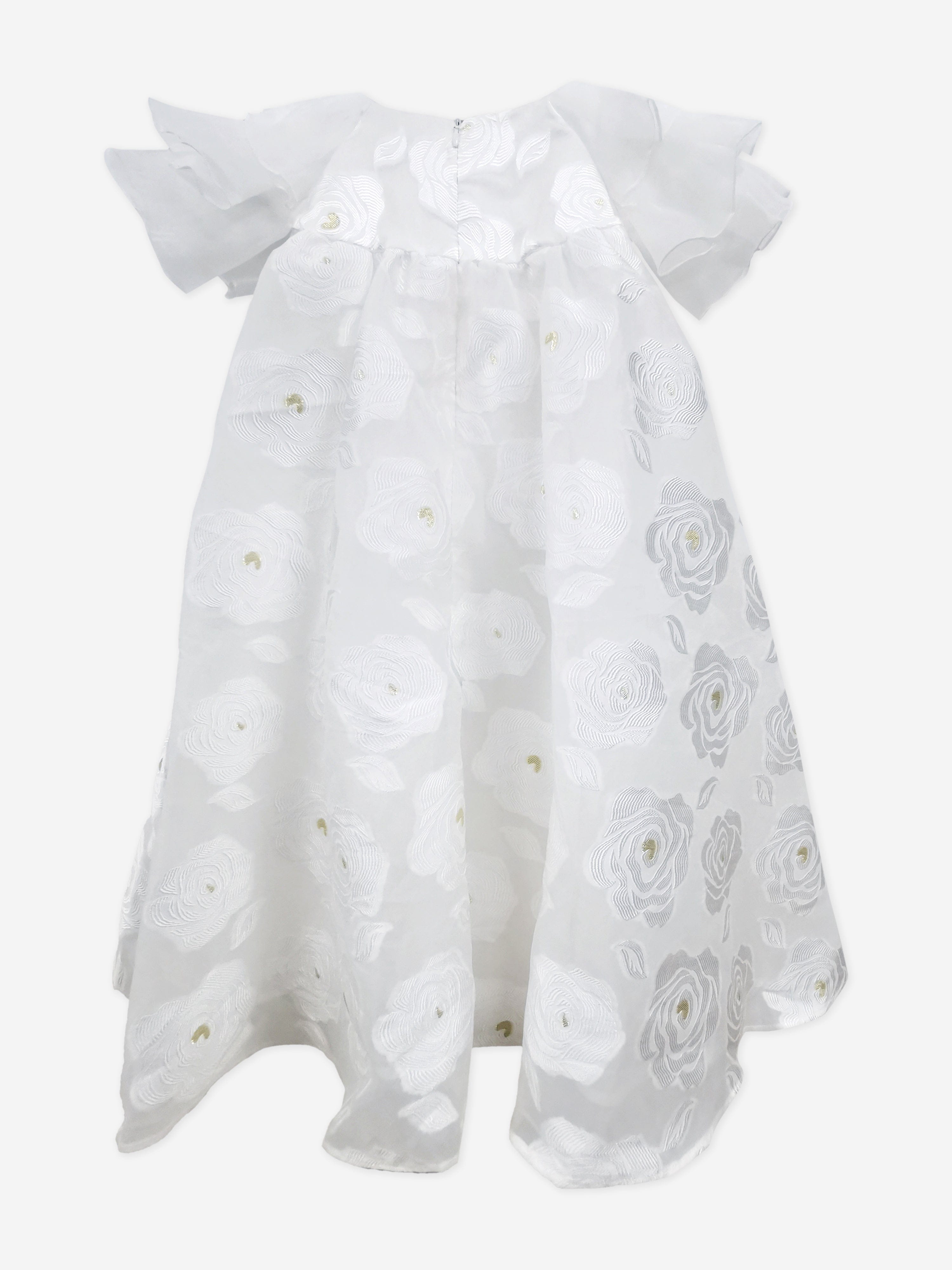 BCBG Girls Floaty Organza Floral Dress in White