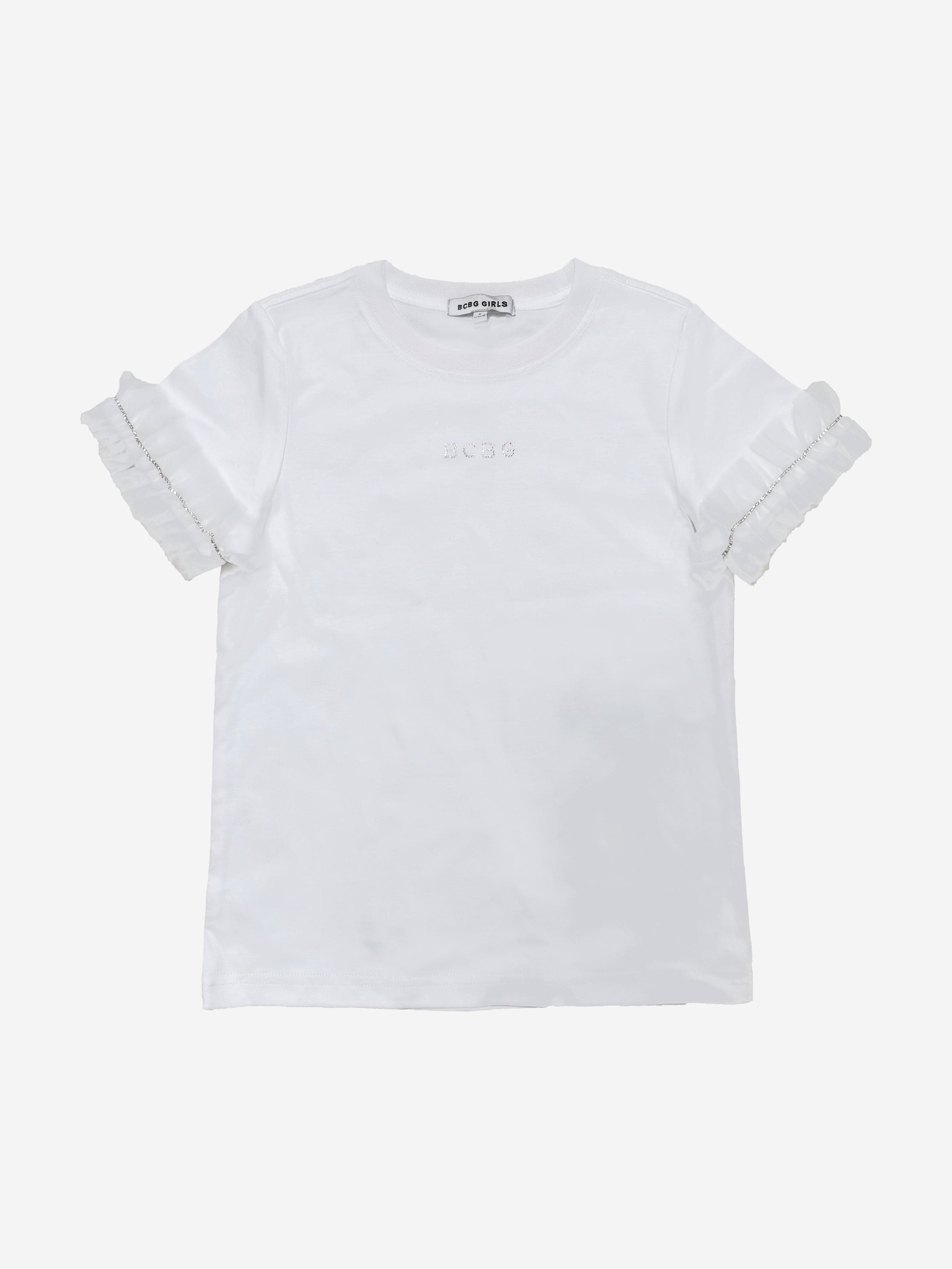 BCBG Girls Ruffle Sleeve T-Shirt in White