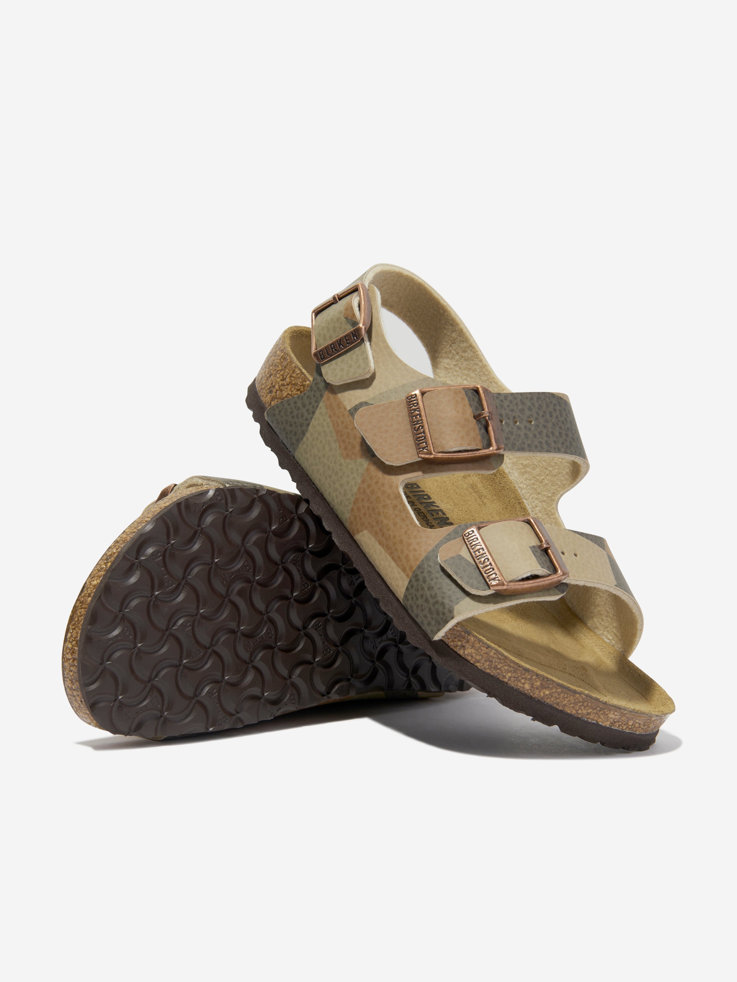 Boys Milano Geometric Camo Sandals in Brown