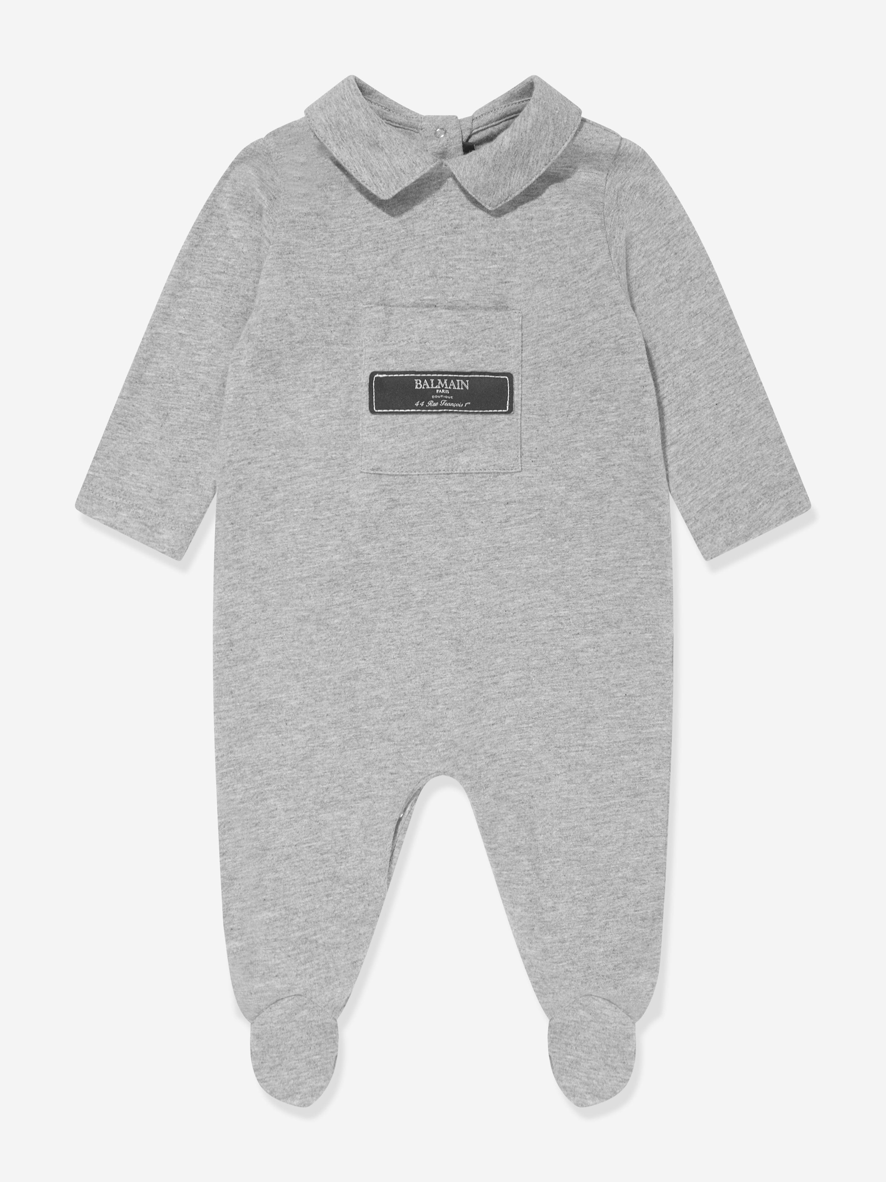 Balmain Baby Logo Babygrow Set in Grey