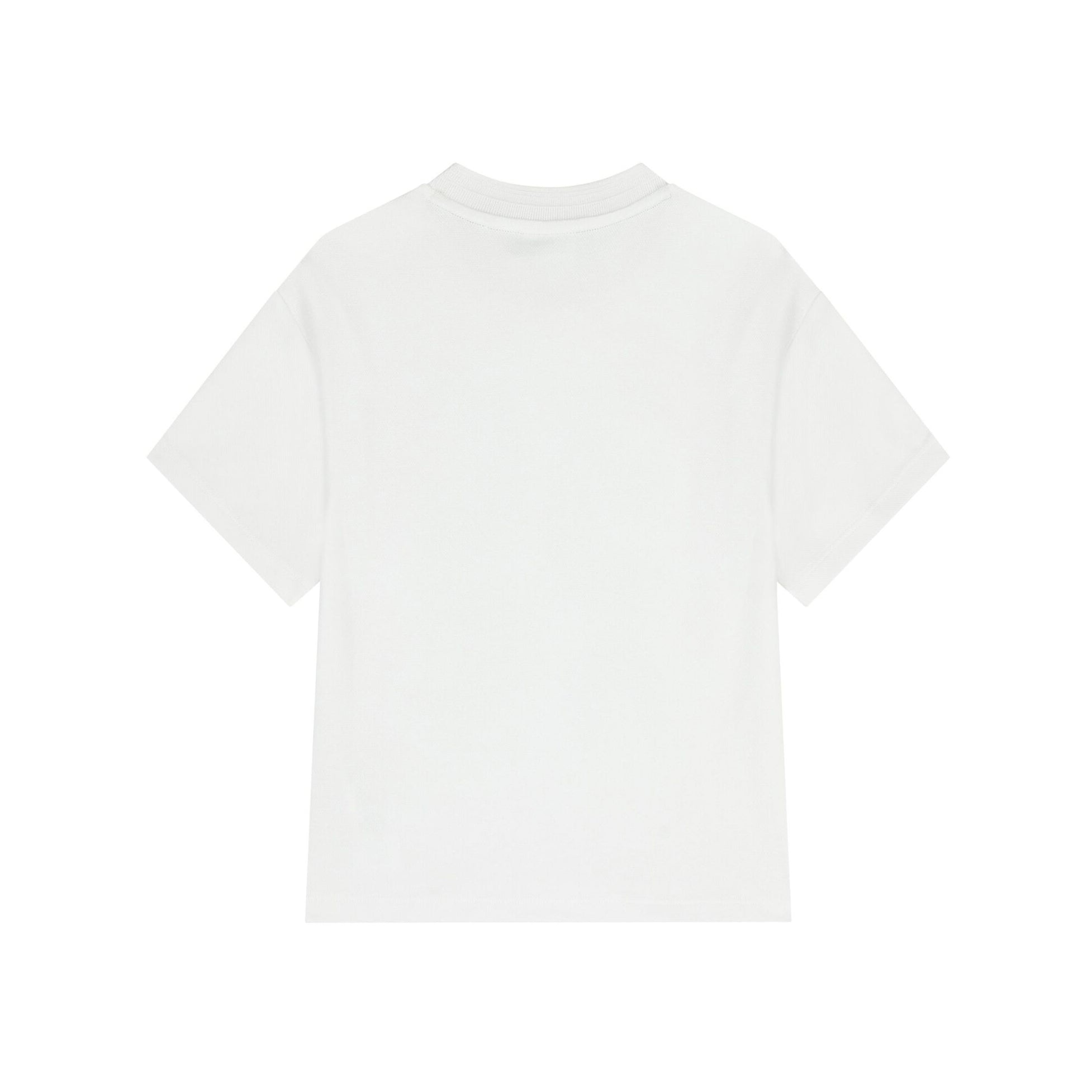 Boys White Printed Cotton T-Shirt