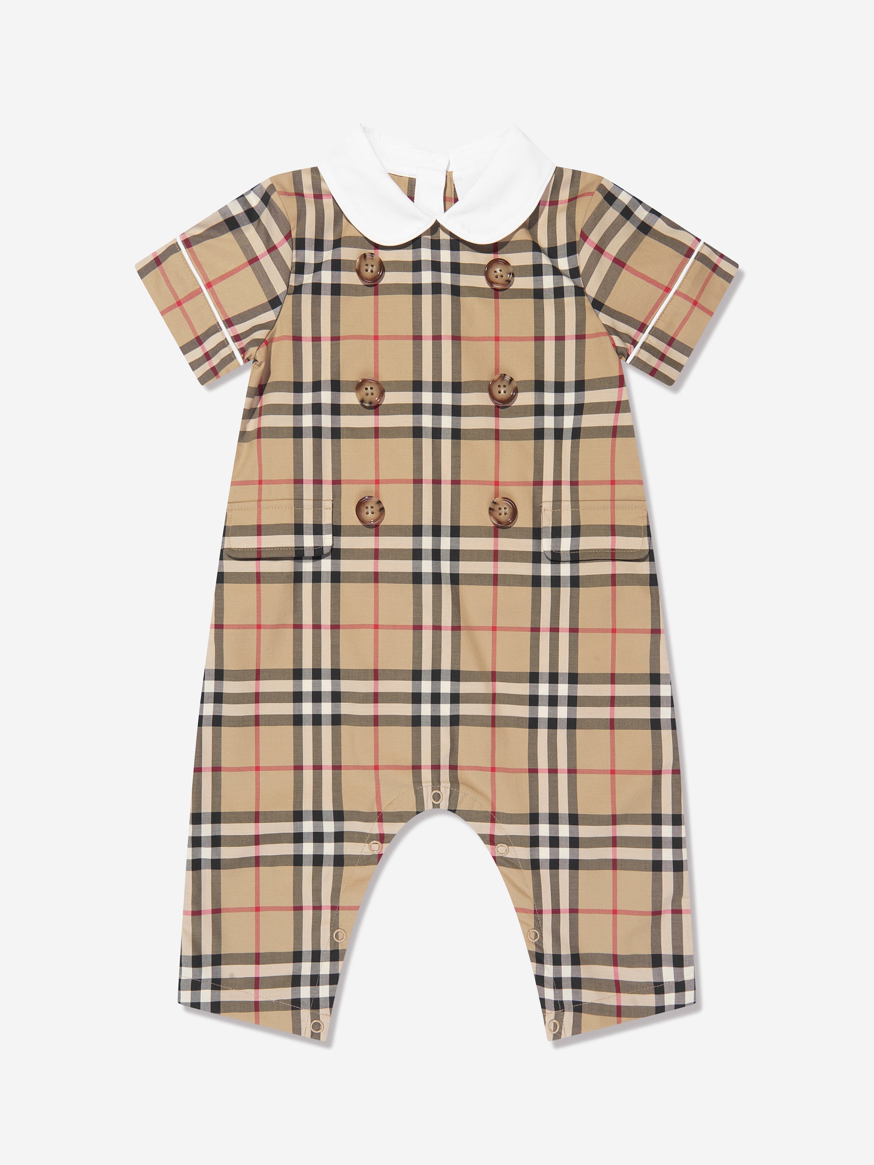 Baby Octavian Romper in Archive Beige Check