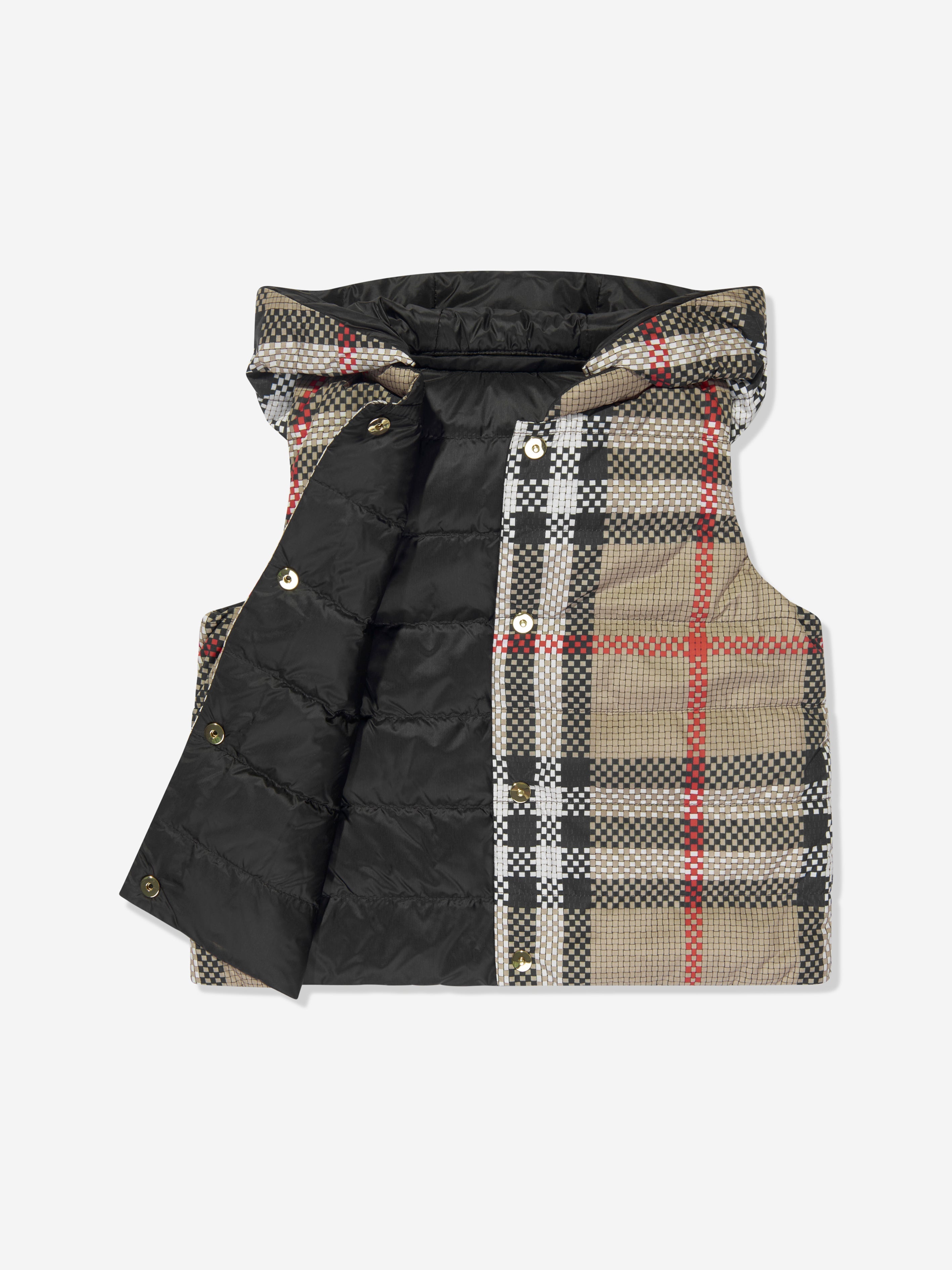 Girls Oaklee Gilet in Archive Beige Check