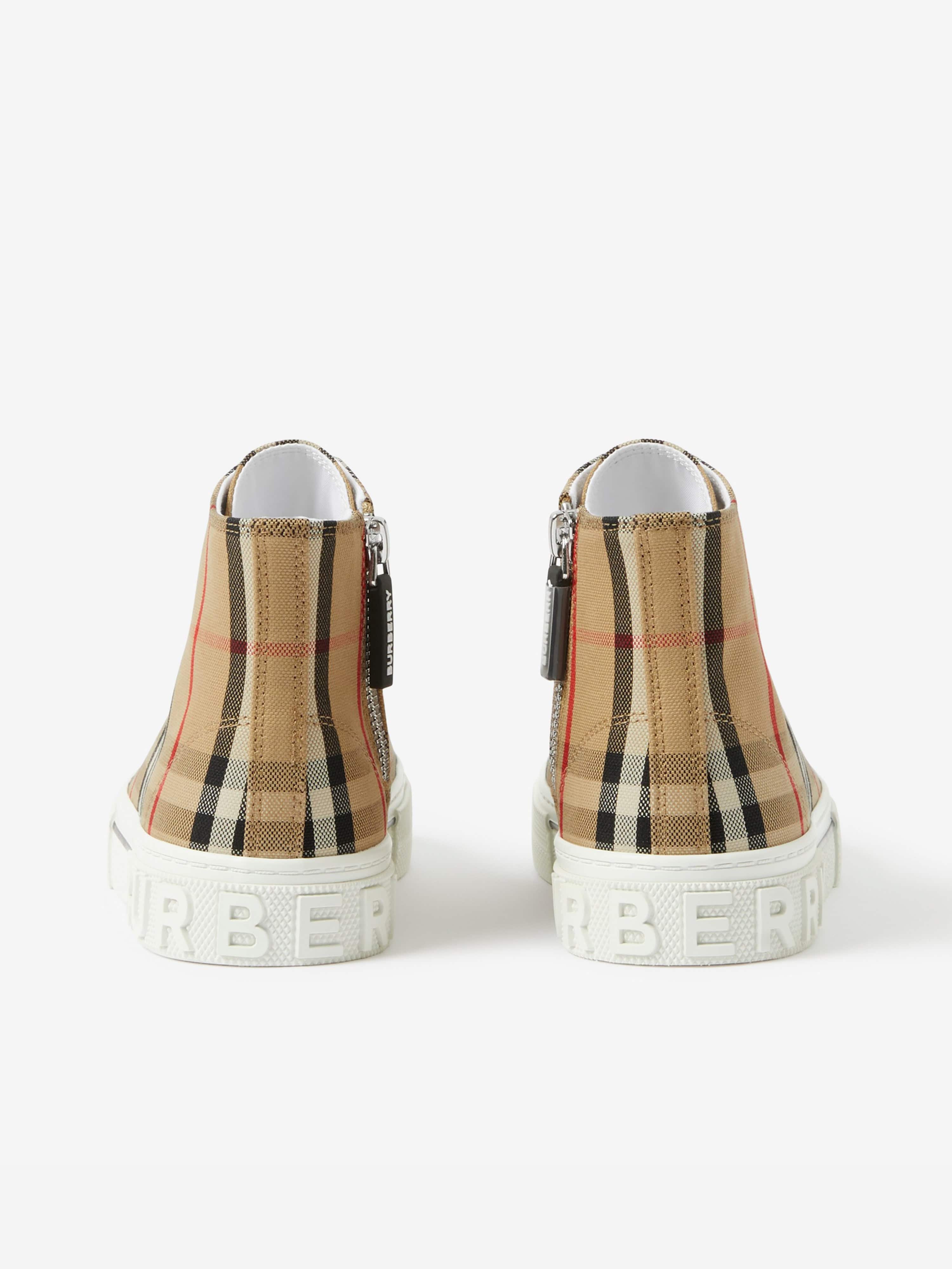 Burberry Kids New Mini Jack High Top Trainers in Beige