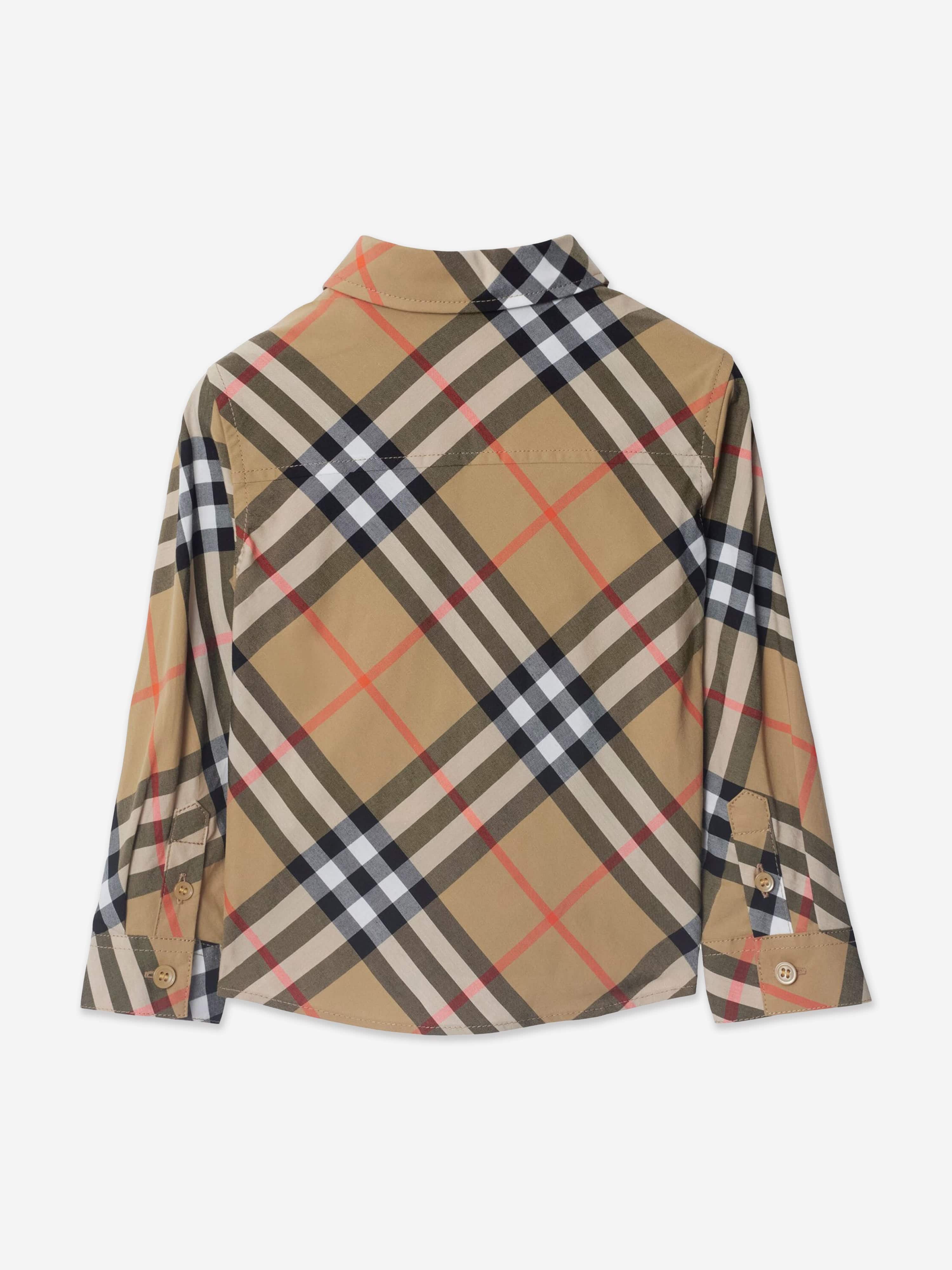 Burberry Baby Boys Qwen Long Sleeve Check Shirt in Beige