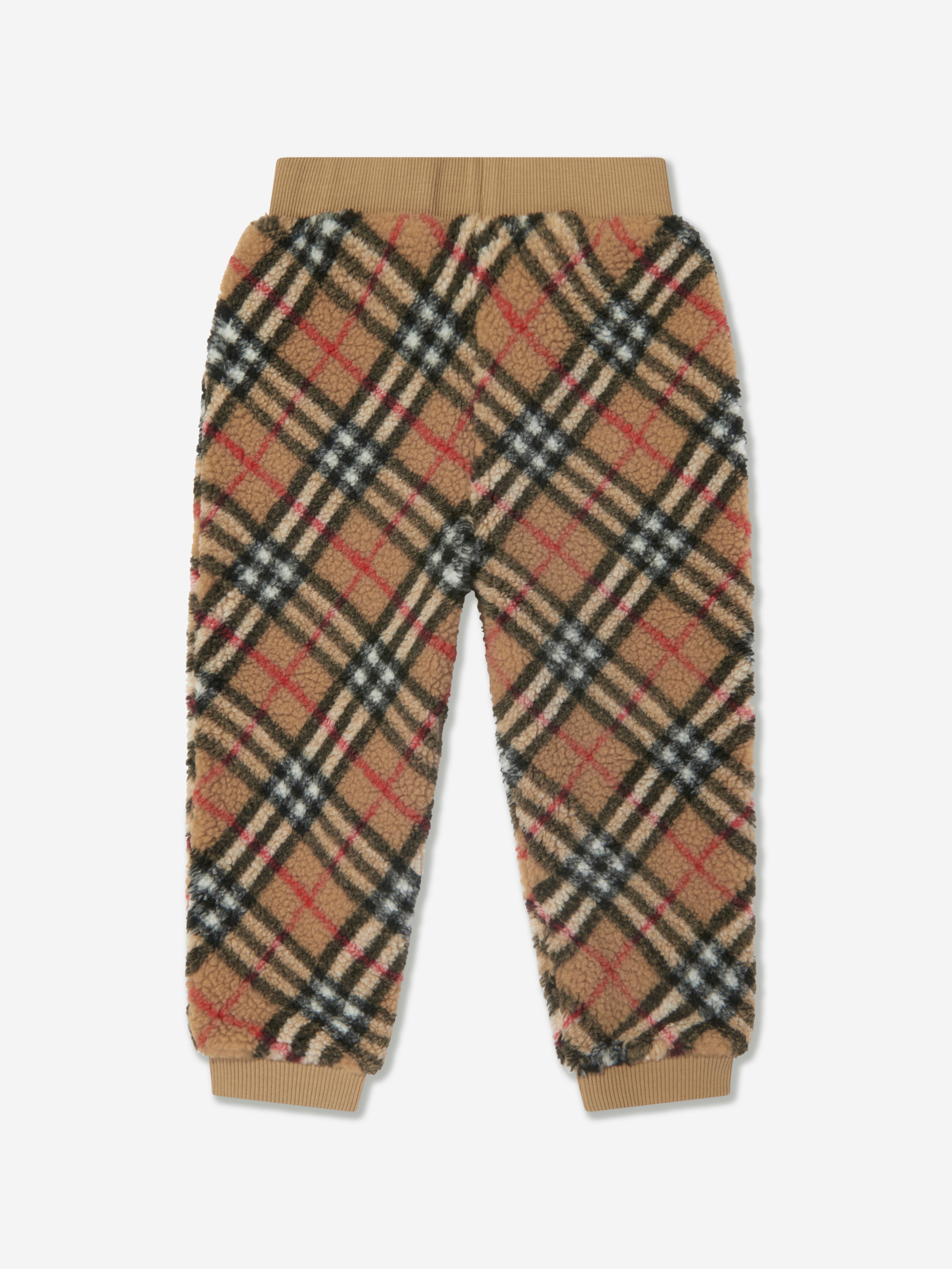 Kids Archive Check Fleece Joggers in Beige