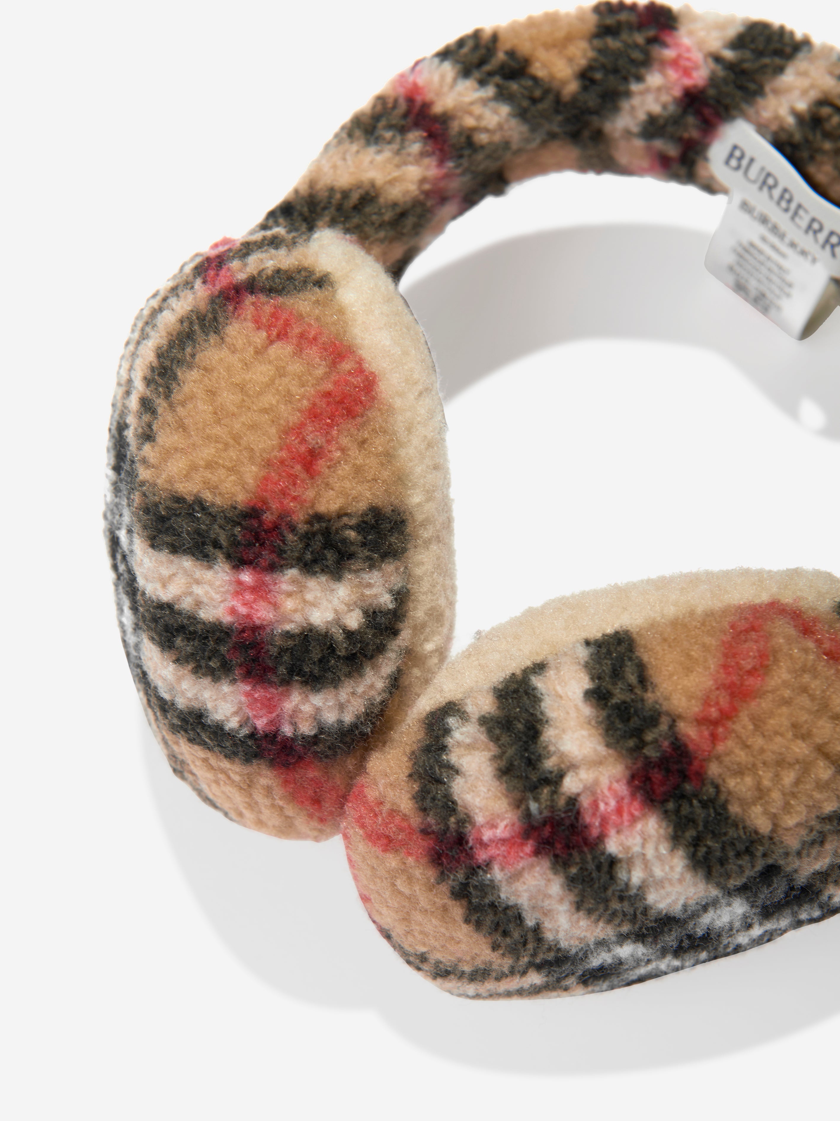 Girls Check Fleece Earmuffs in Beige
