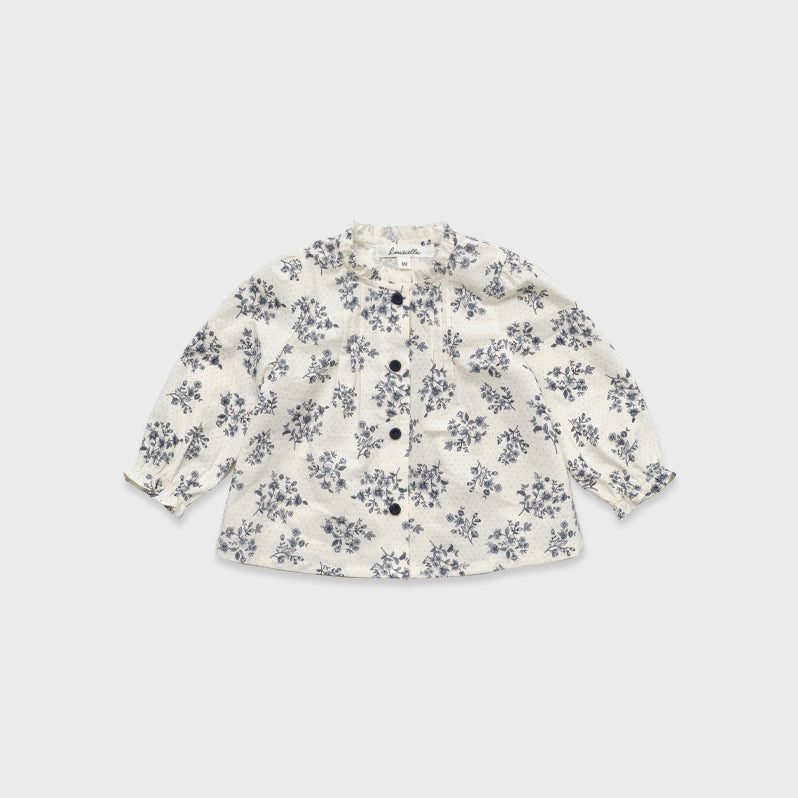 Chemisier en coton à fleurs bleu marine pour bébé fille