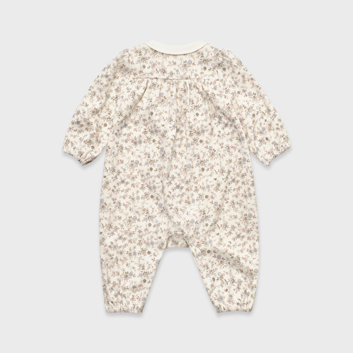 Grenouillère Bébé Fille Coton Imprimé Floral Blanc