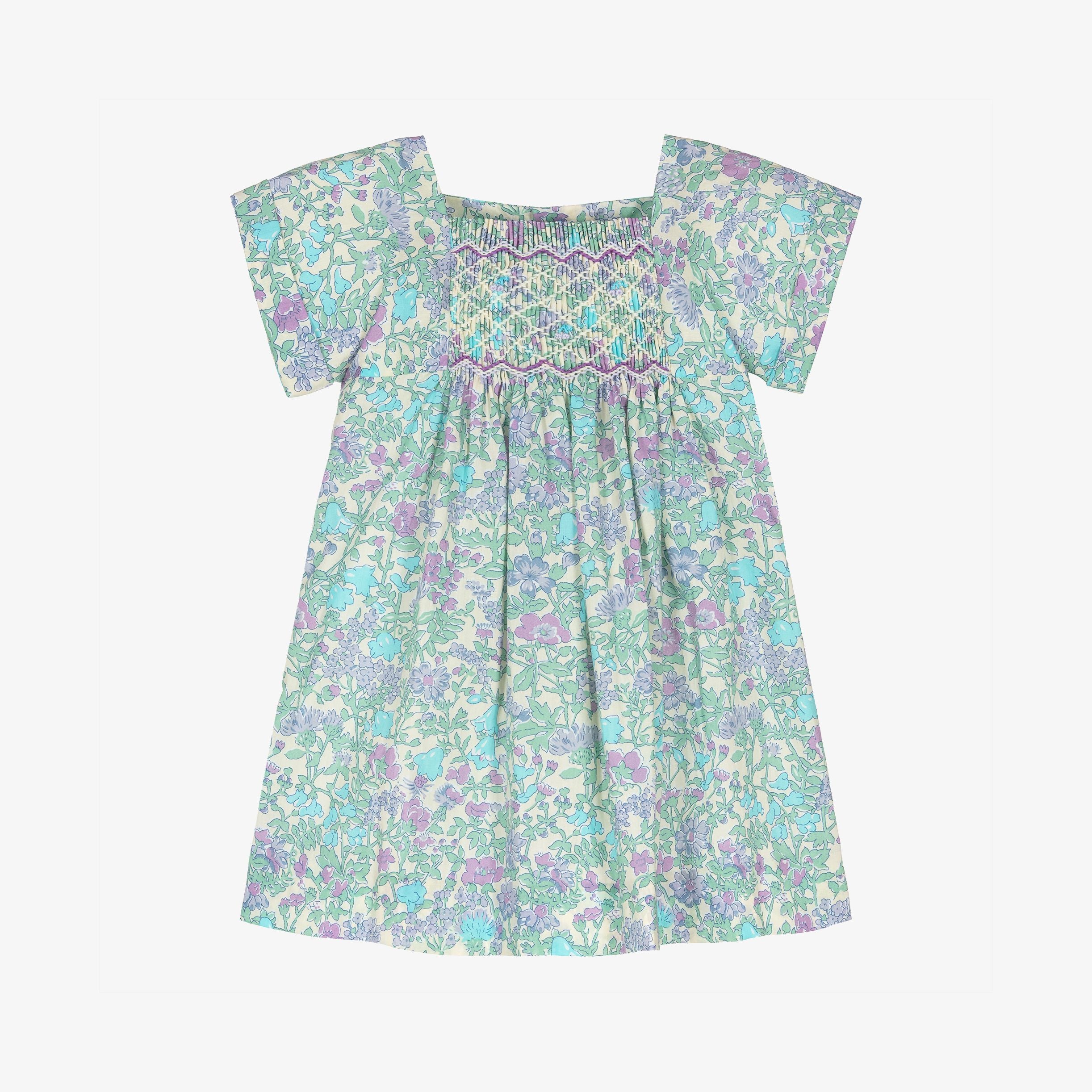 Baby Girls Green Floral Cotton Dress