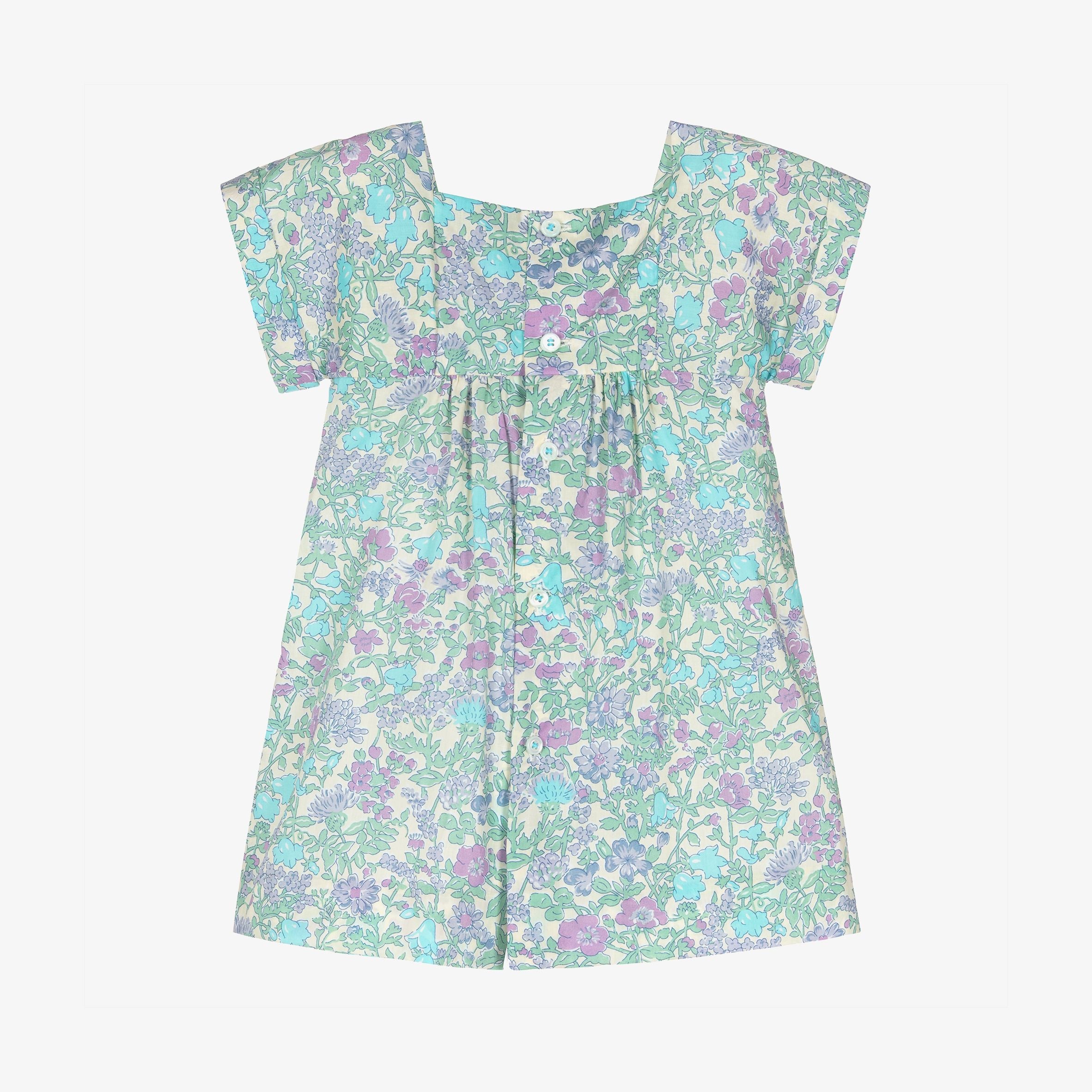 Baby Girls Green Floral Cotton Dress